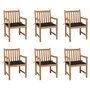 Voir la diapositive 1 : VIDAXL Chaises de jardin lot de 6 et coussins noir Bois de teck massif