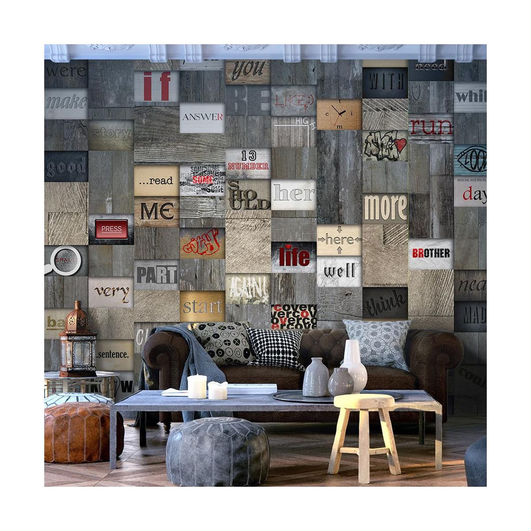 Paris Prix Papier peint  wooden inscription  50x1000cm