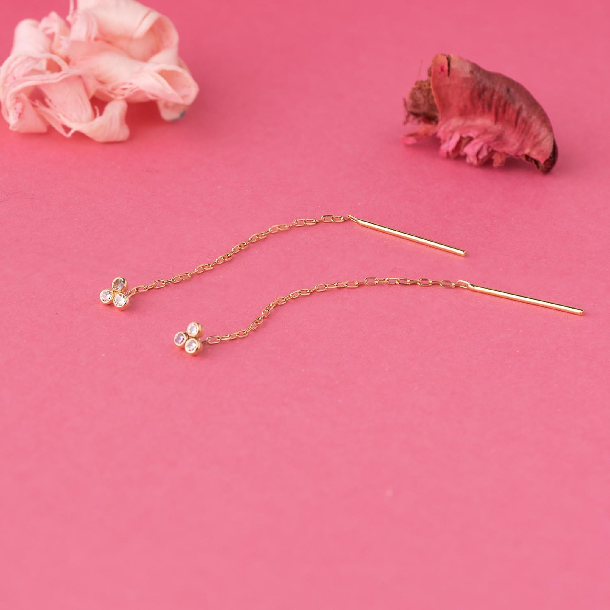Voir la diapositive 2 : L'ATELIER D'AZUR Boucles d'Oreilles Or 18 Carats 750/000 Jaune Pendantes - Zirconium