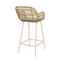 Voir la diapositive 3 : MAISON PAVANE Chaise de bar en rotin, coussin en tissu et pieds en métal beige 71 cm-Chiloé