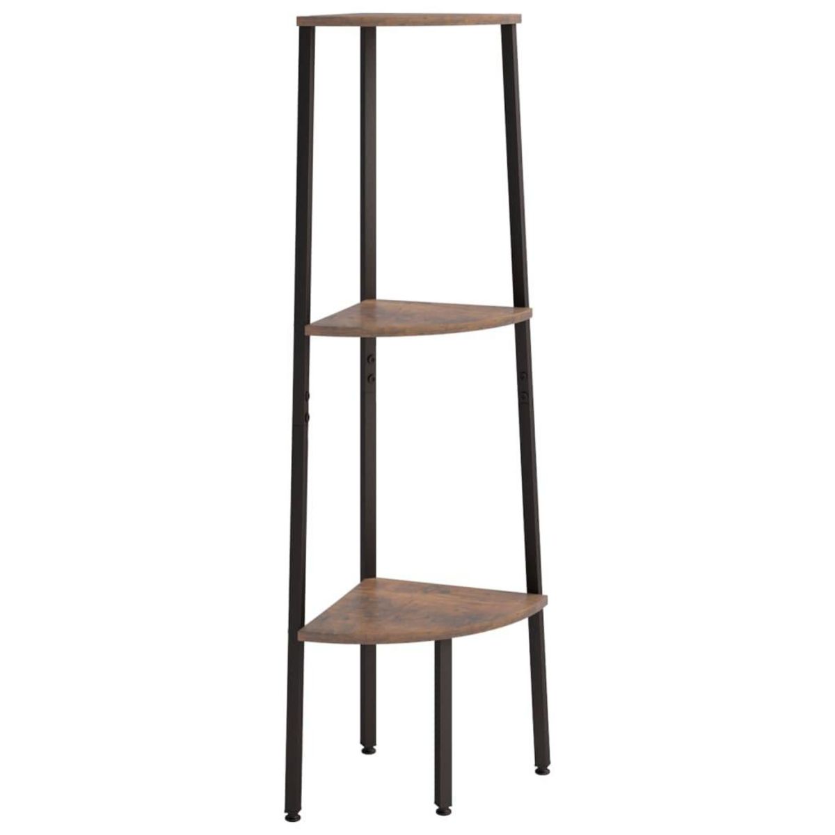 VIDAXL Etagere d'angle 3 niveaux Marron fonce et noir 45,5x31,5x120 cm