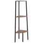 Voir la diapositive 2 : VIDAXL Etagere d'angle 3 niveaux Marron fonce et noir 45,5x31,5x120 cm