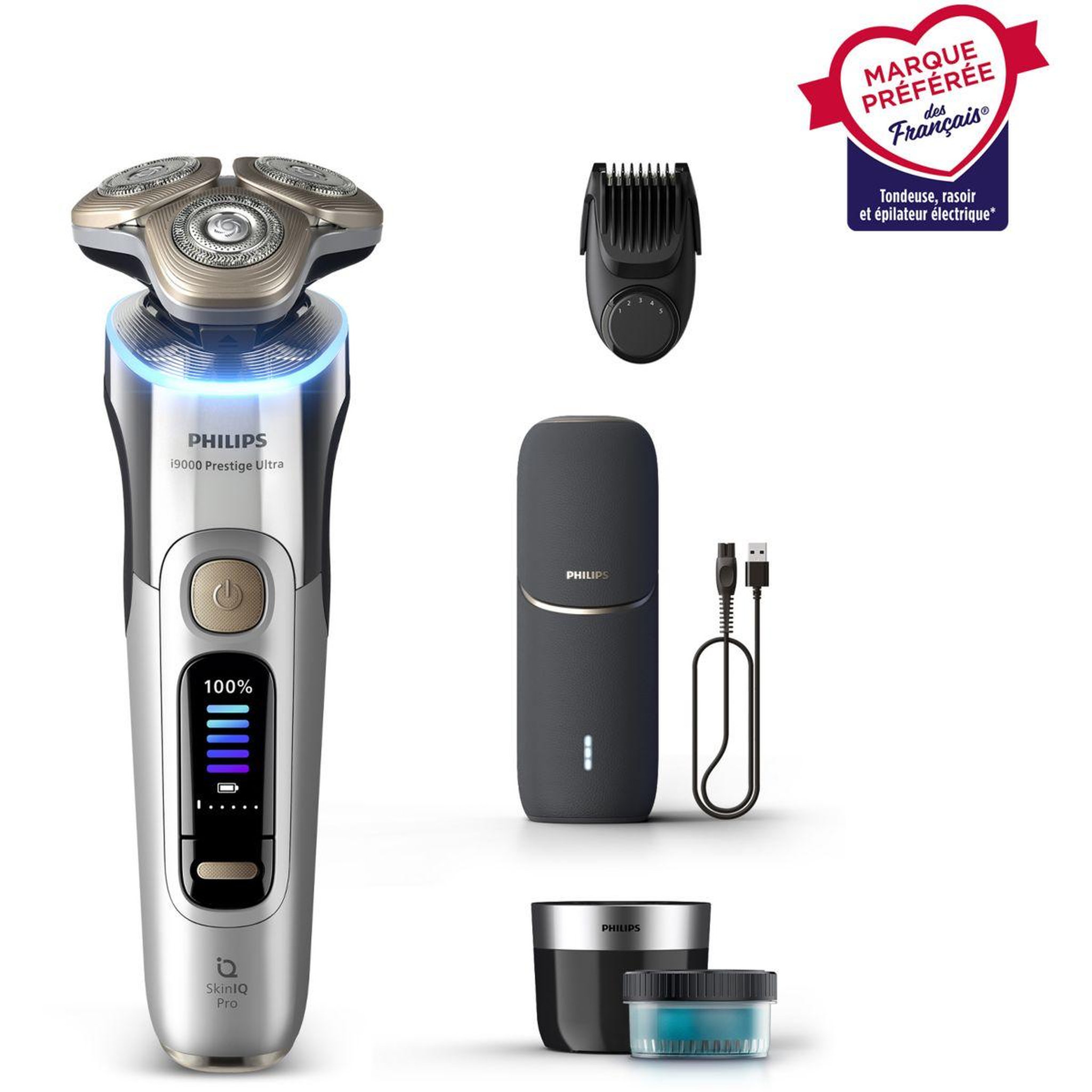 Voir la diapositive 2 : Philips Rasoir électrique xp9404/46 serie i9000 prestige ultra 100 % étanche avec skin iq et boitier de recharge uv