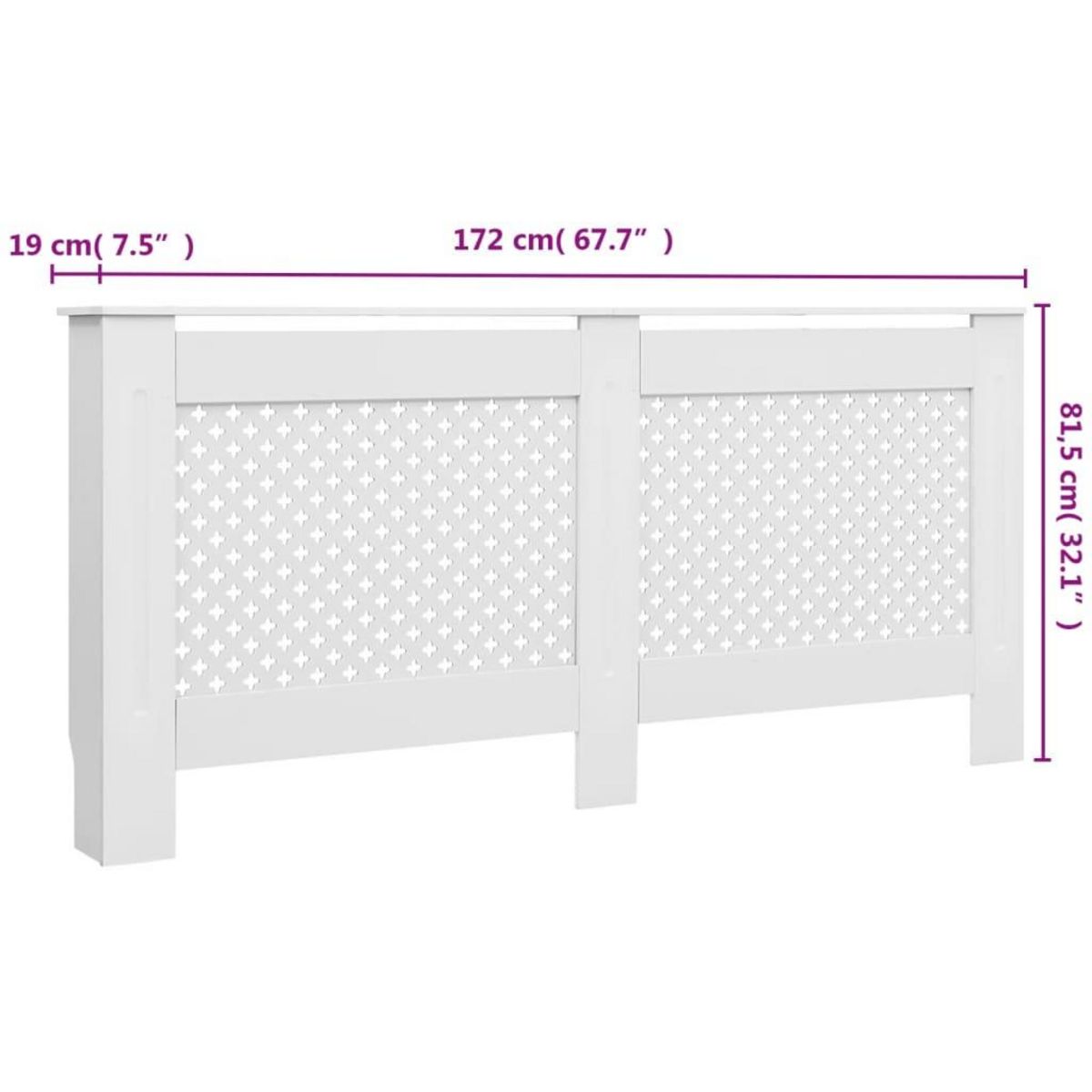 VIDAXL Cache-radiateurs 2 pcs Blanc 172x19x81,5 cm MDF