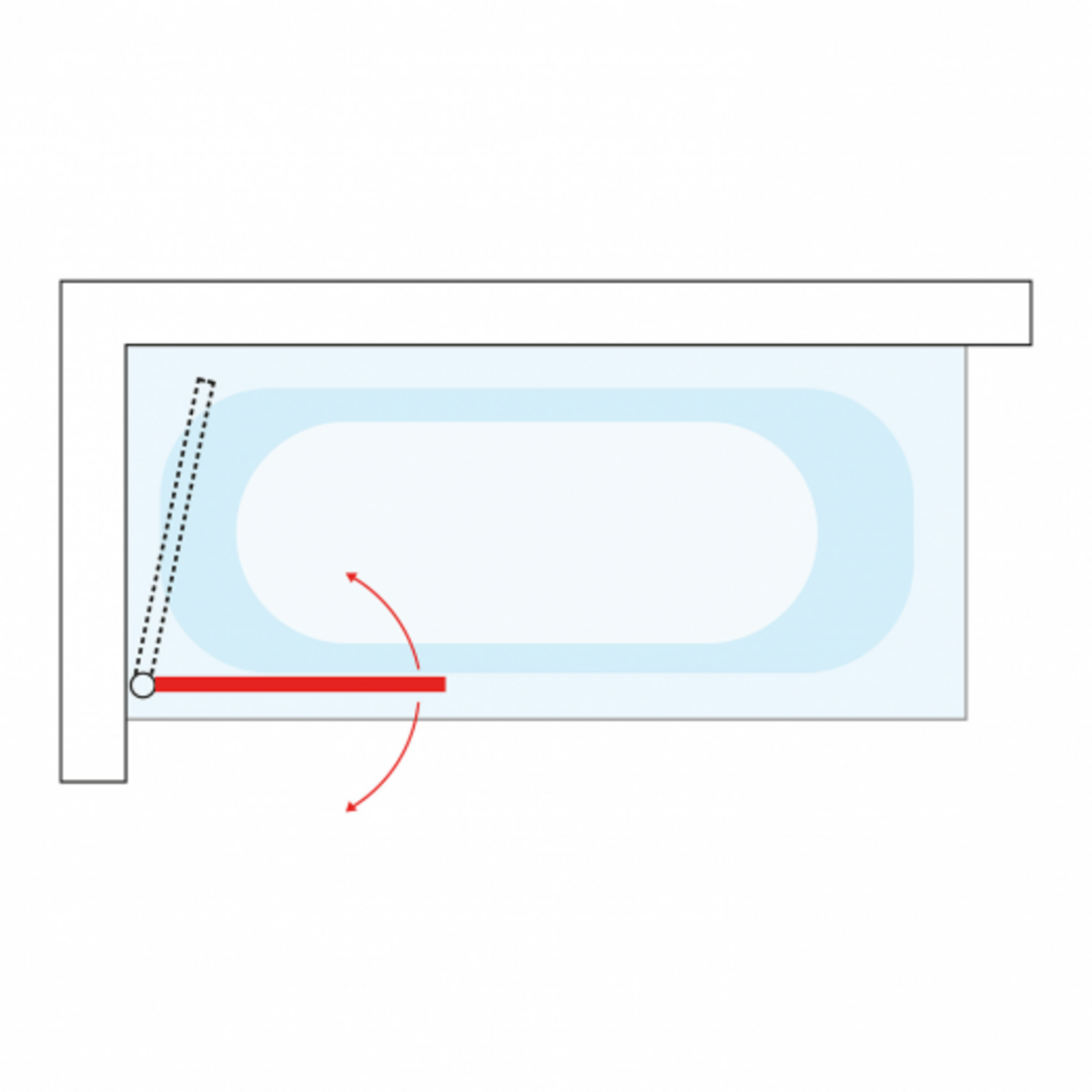 ID MARKET Pare baignoire 1 volet 70x120 cm sérigraphié effet verrière avec profilé en aluminium noir