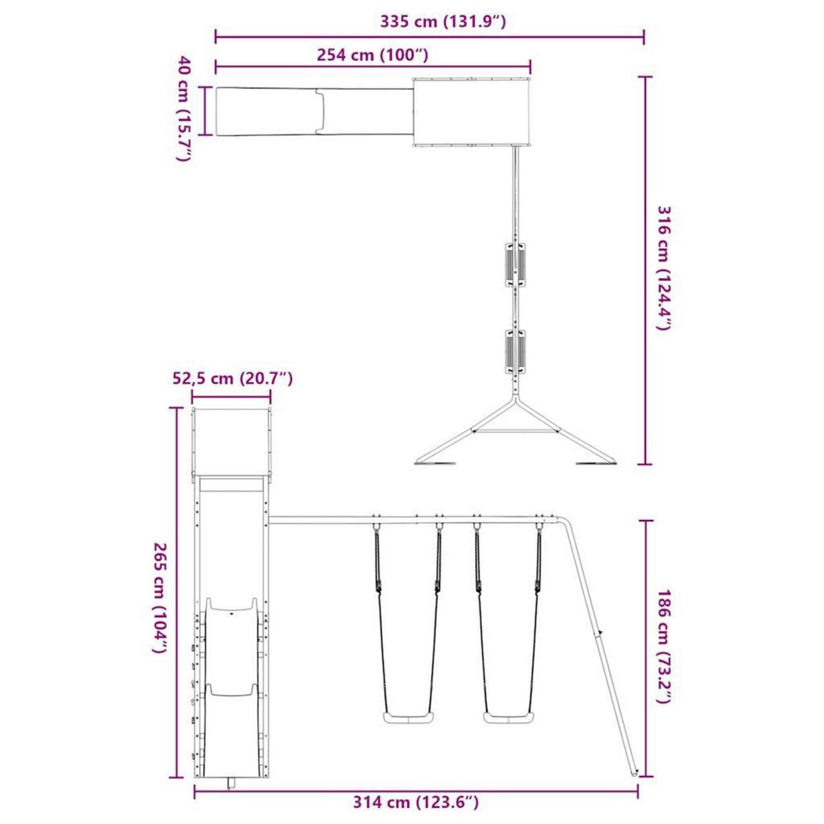 VIDAXL Aire de jeux d'exterieur bois de pin impregne