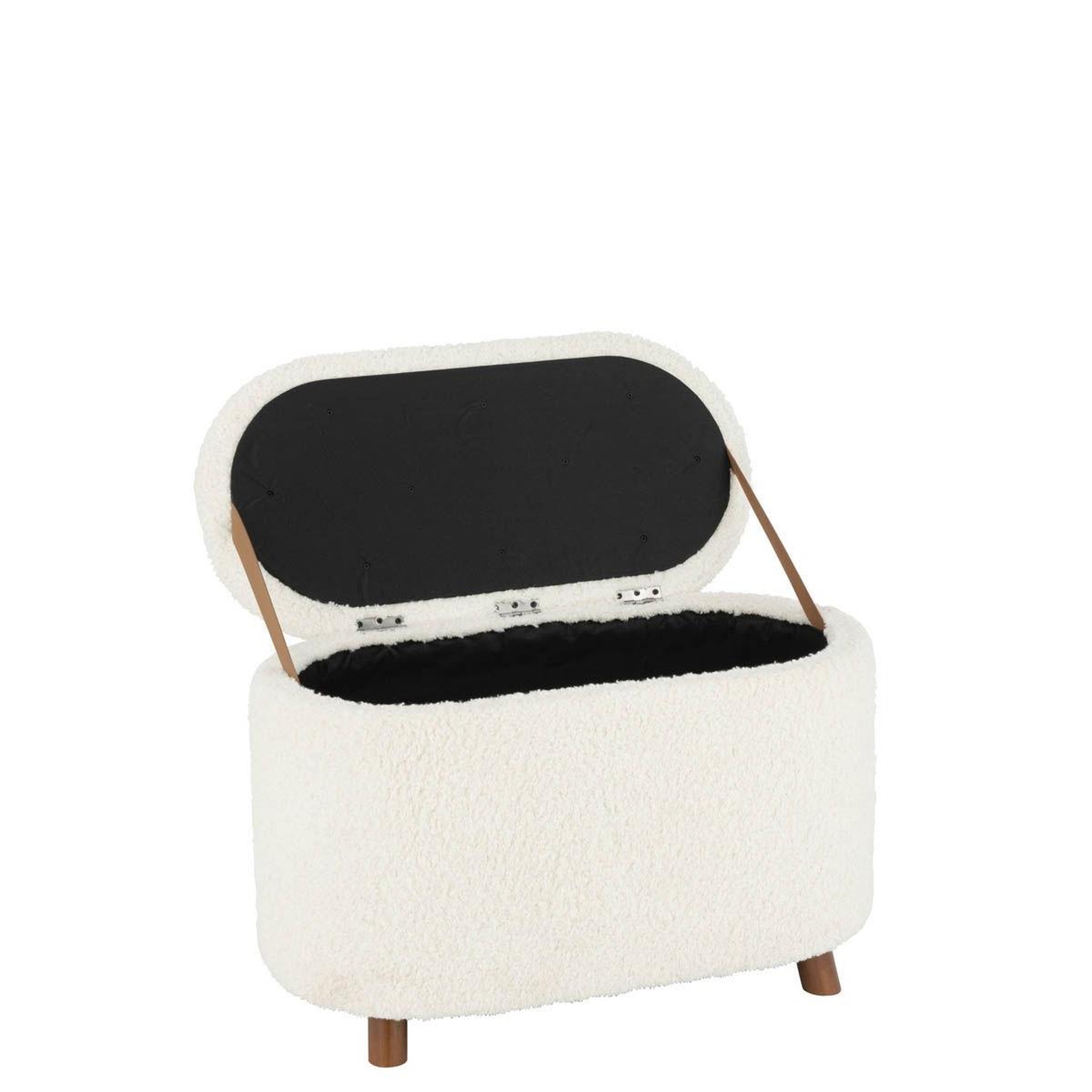 Voir la diapositive 2 : J-LINE Pouf & coffre de rangement  teddy  80cm blanc