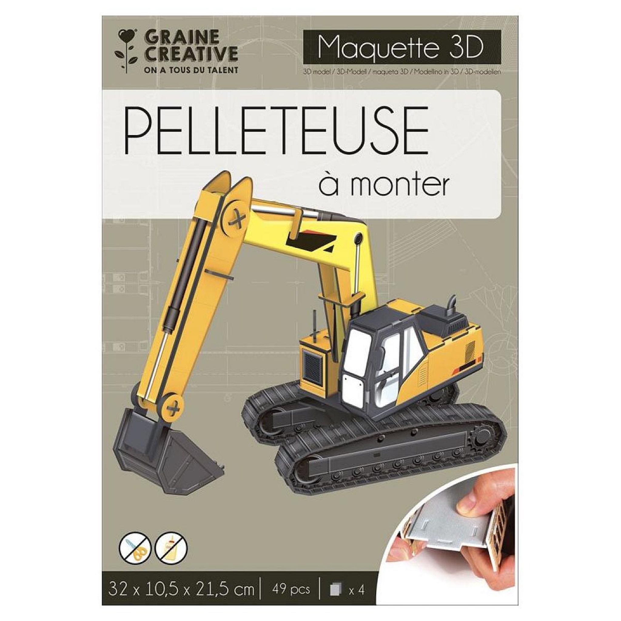 Voir la diapositive 1 : Graine créative Pelleteuse maquette 3D carton mousse