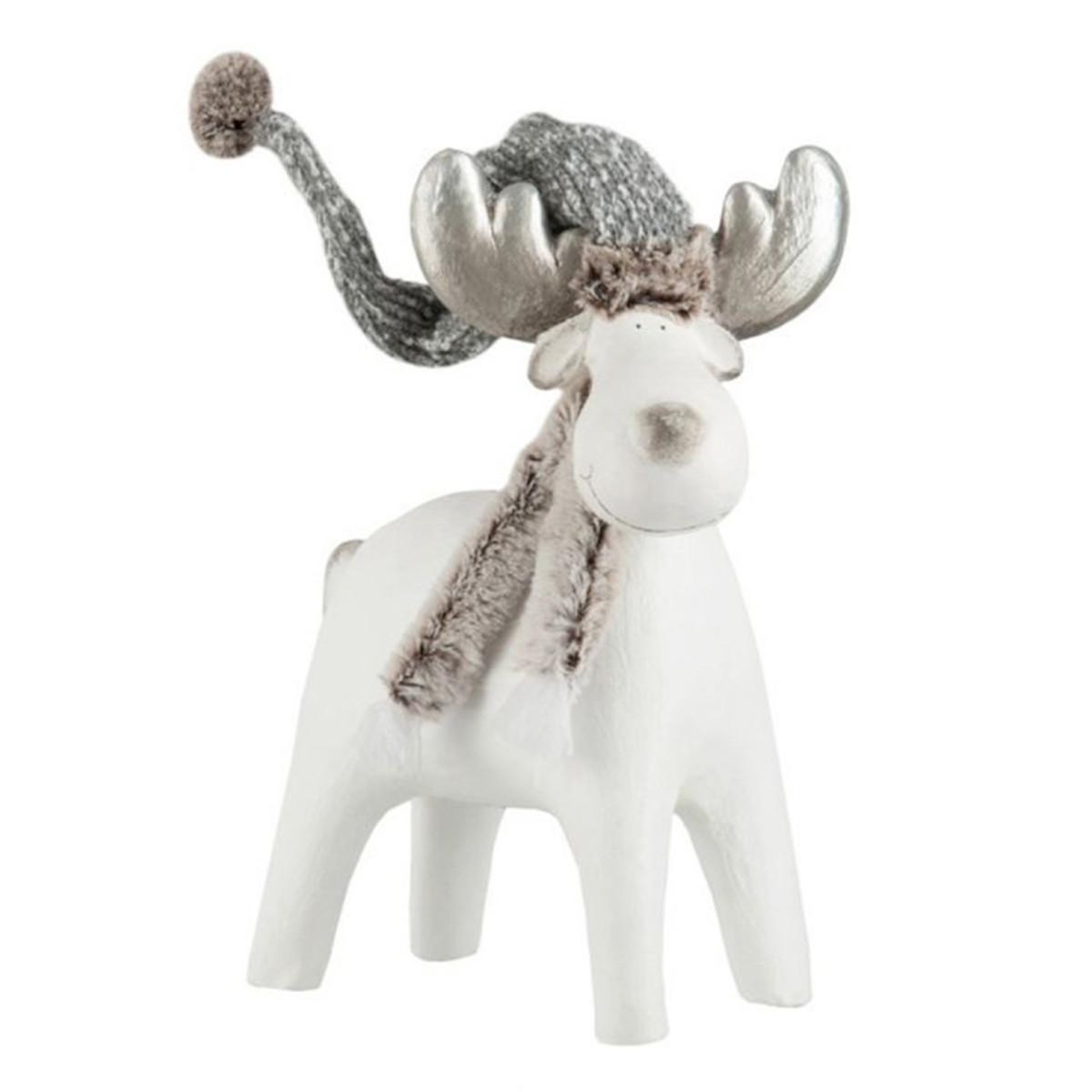 J-LINE Statue déco  renne 4 pattes  40cm gris