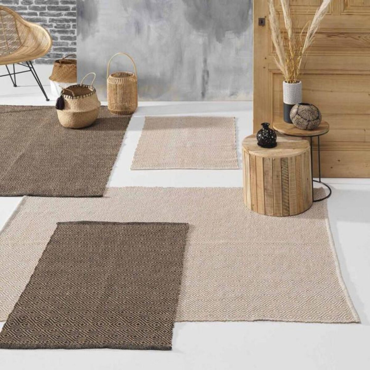 Paris Prix Tapis Déco en Jute  Livio  60x90cm Noir