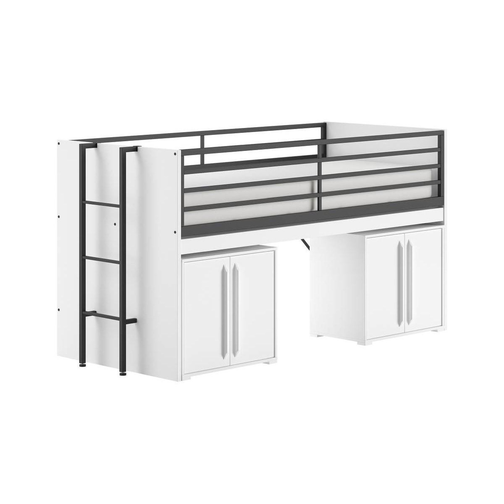 Voir la diapositive 2 : Paris Prix Pack - lit superposé & 2 commodes à portes  sam  90x200cm blanc