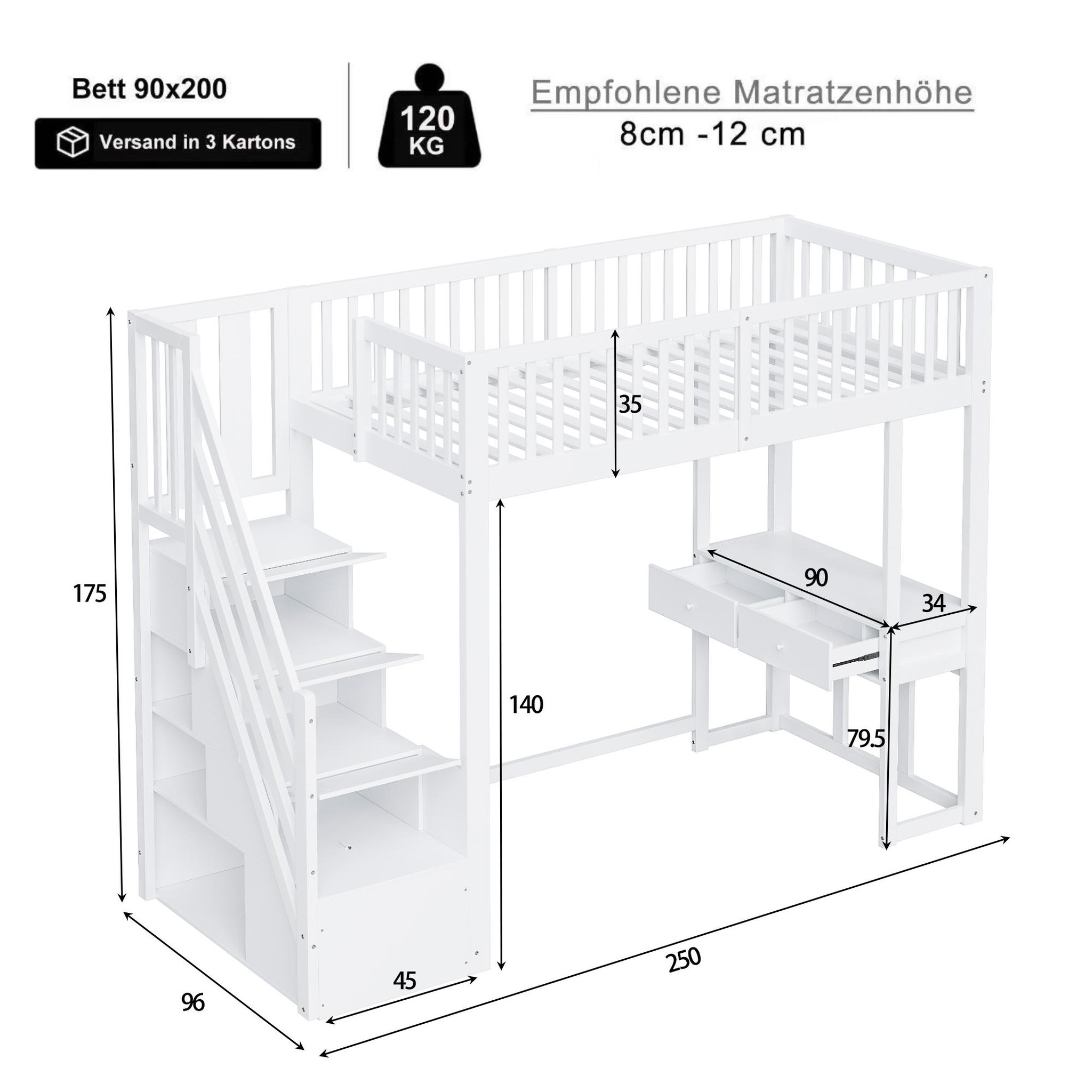 Voir la diapositive 3 : MERAX Lit mezzanine enfant