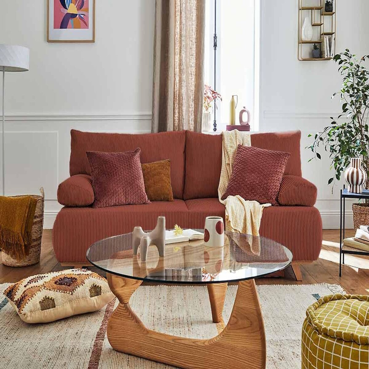 BEST MOBILIER Cristal - canapé 3 places - convertible avec coffre - en velours côtelé