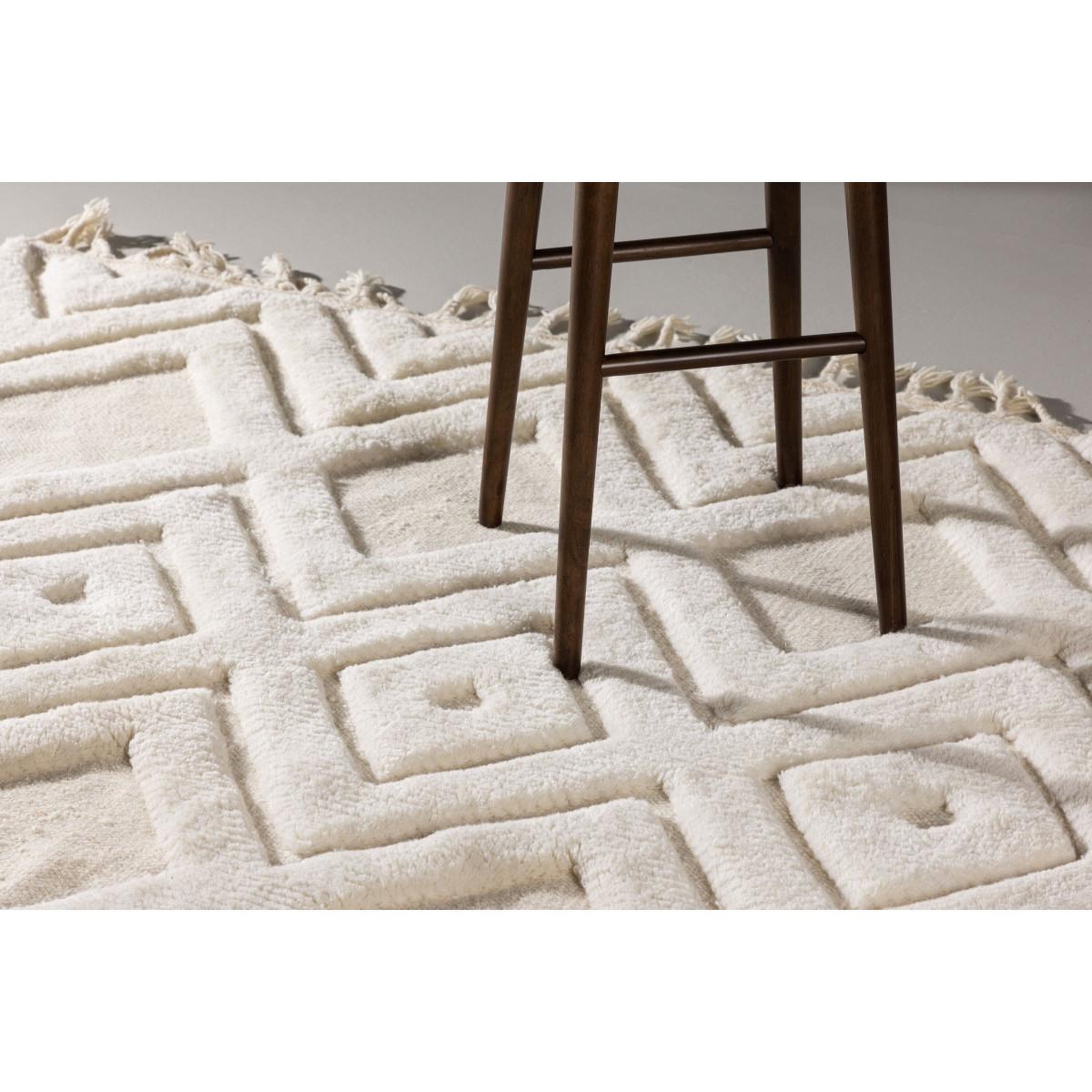 Voir la diapositive 5 : Paris Prix Tapis déco en laine  dahlia  200x300cm blanc