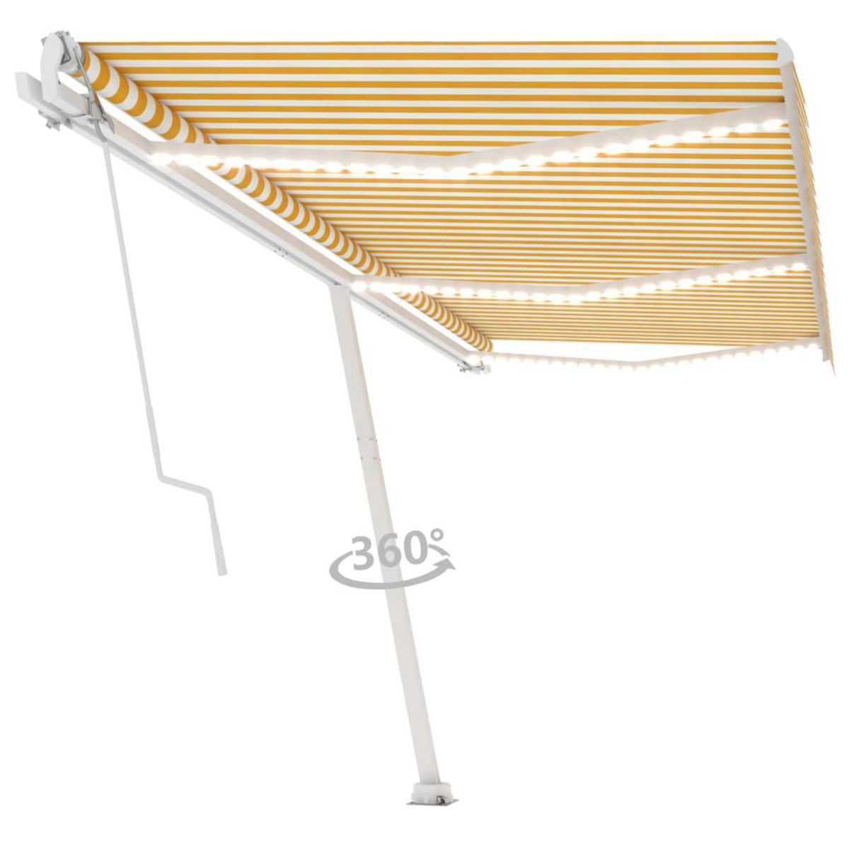 VIDAXL Auvent automatique capteur de vent/LED 600x300cm Jaune et blanc