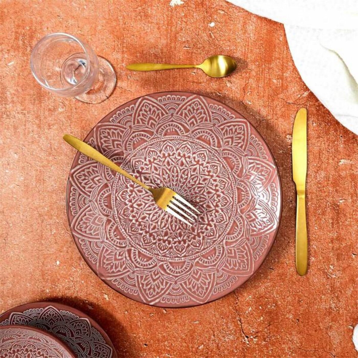 Paris Prix Lot de 6 Assiettes Plates  Sahara  27cm Terracotta