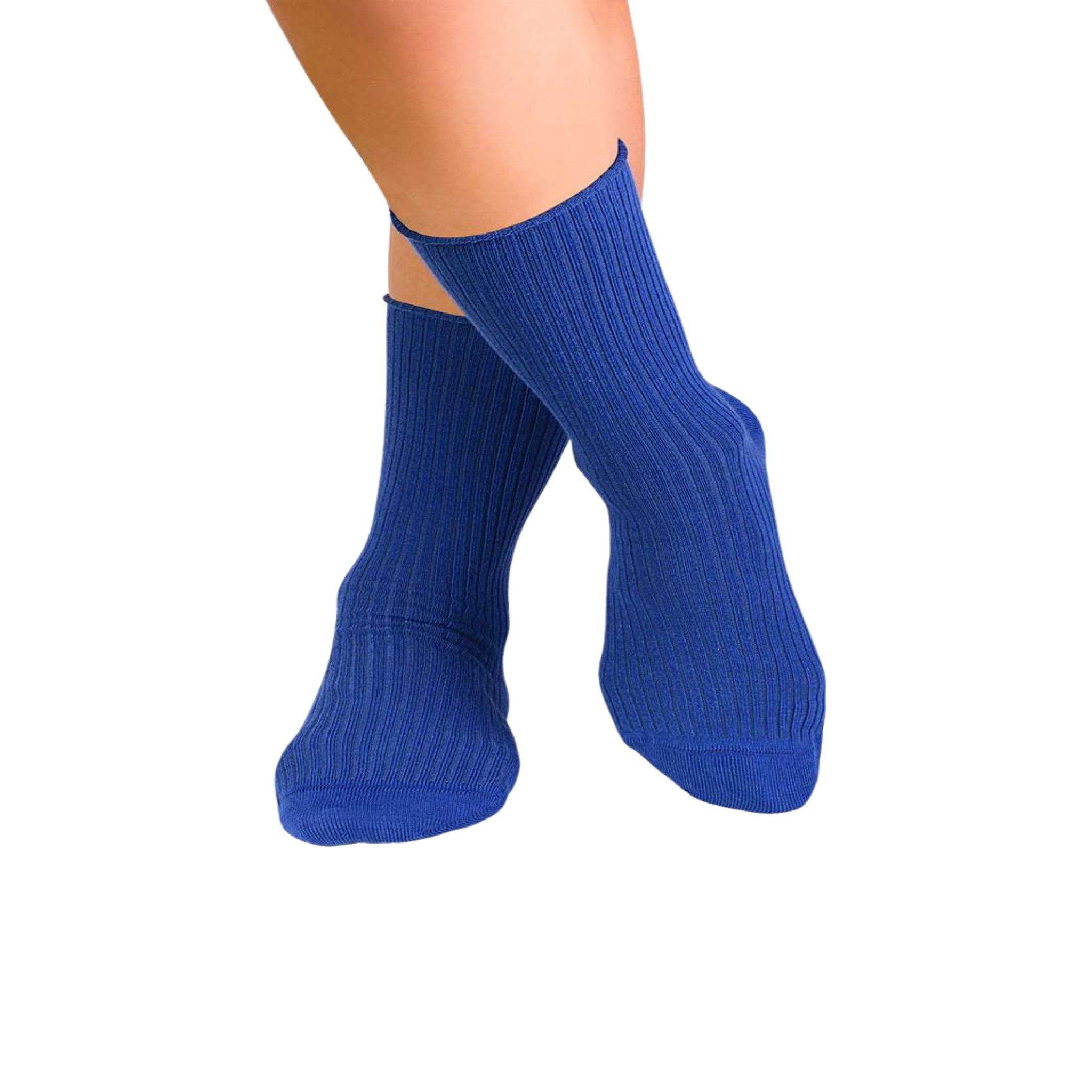 PIRIN HILL Chaussettes sans élastique coton bio bleues