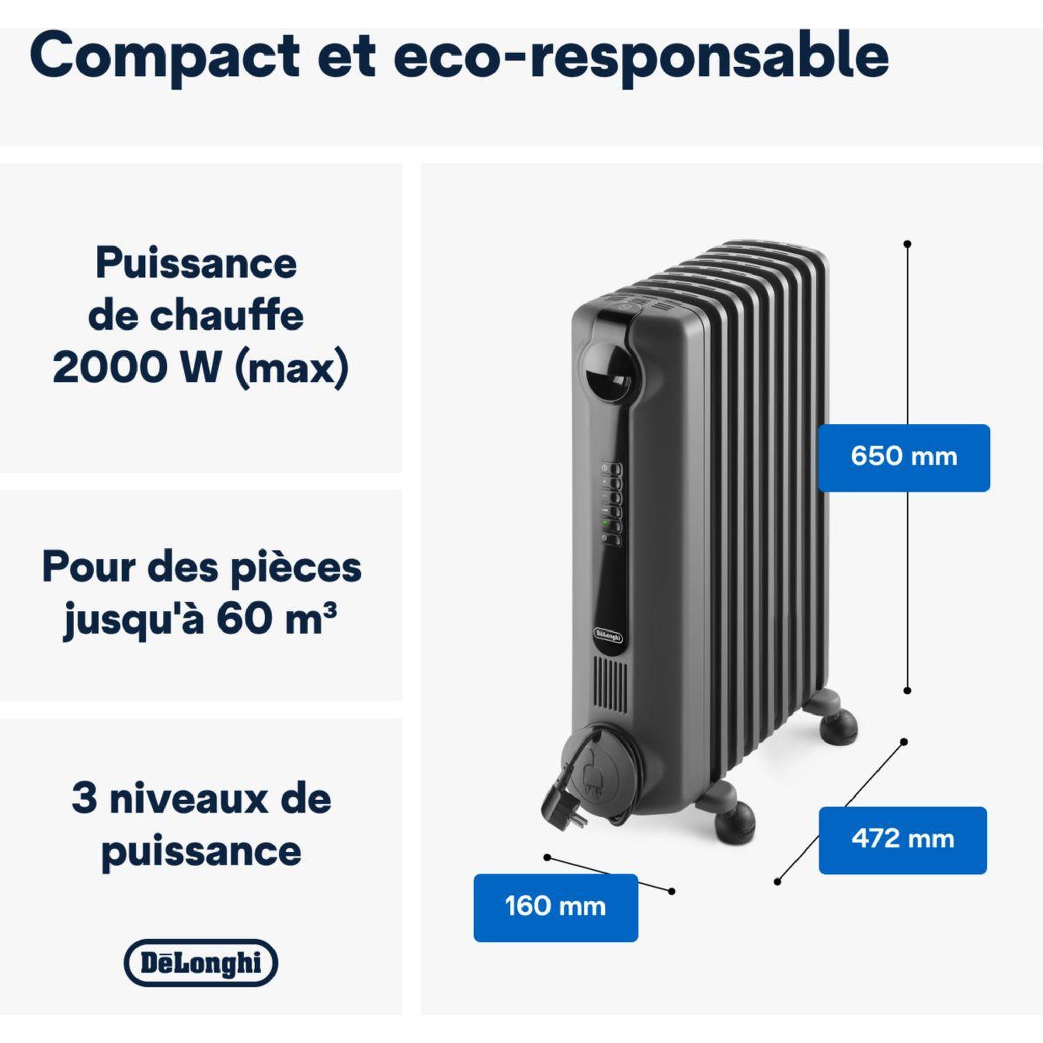 Voir la diapositive 3 : DELONGHI Chauffage Bain d'huile TRRS0920E.G
