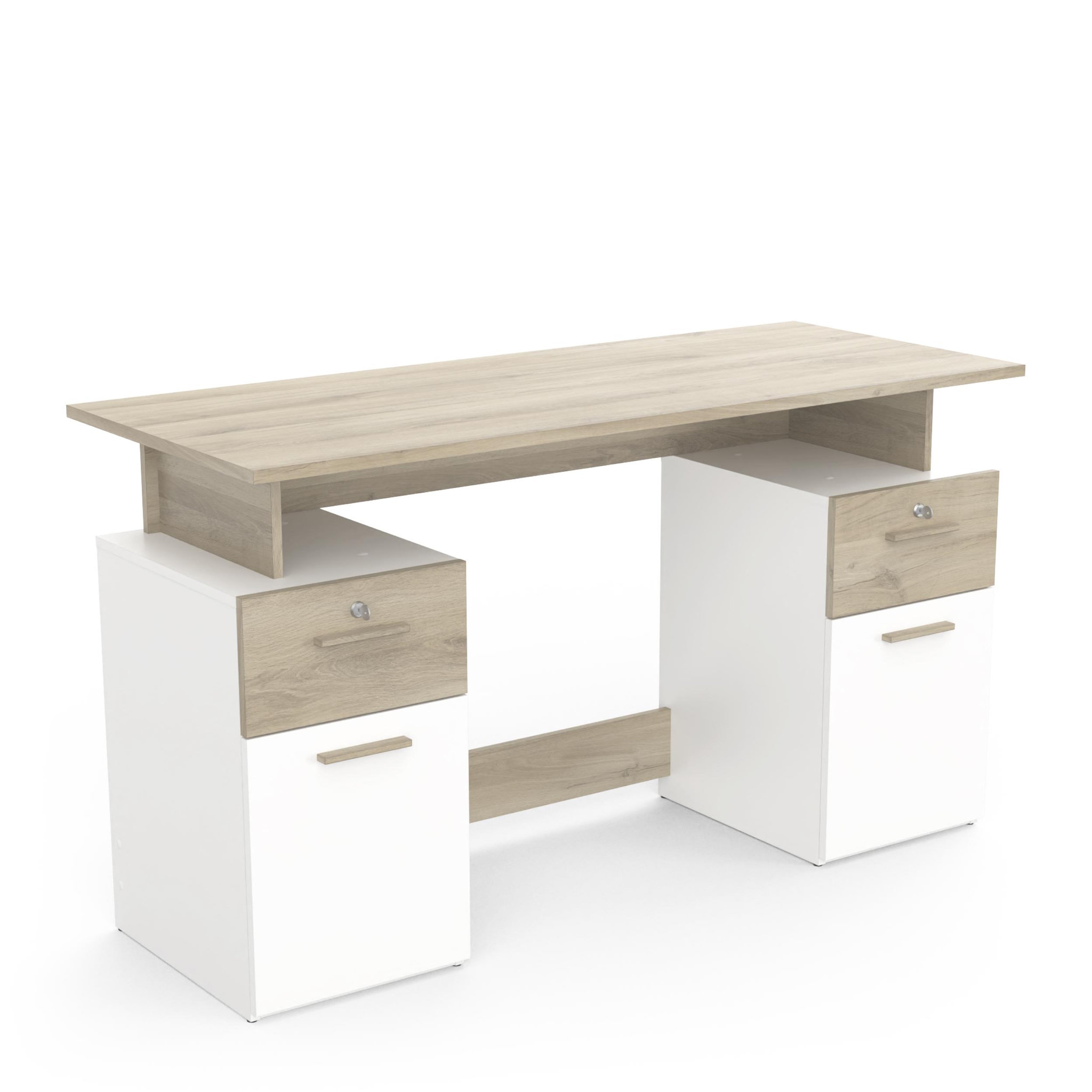 Bureau droit double caisson de rangement L134cm SOCRATE