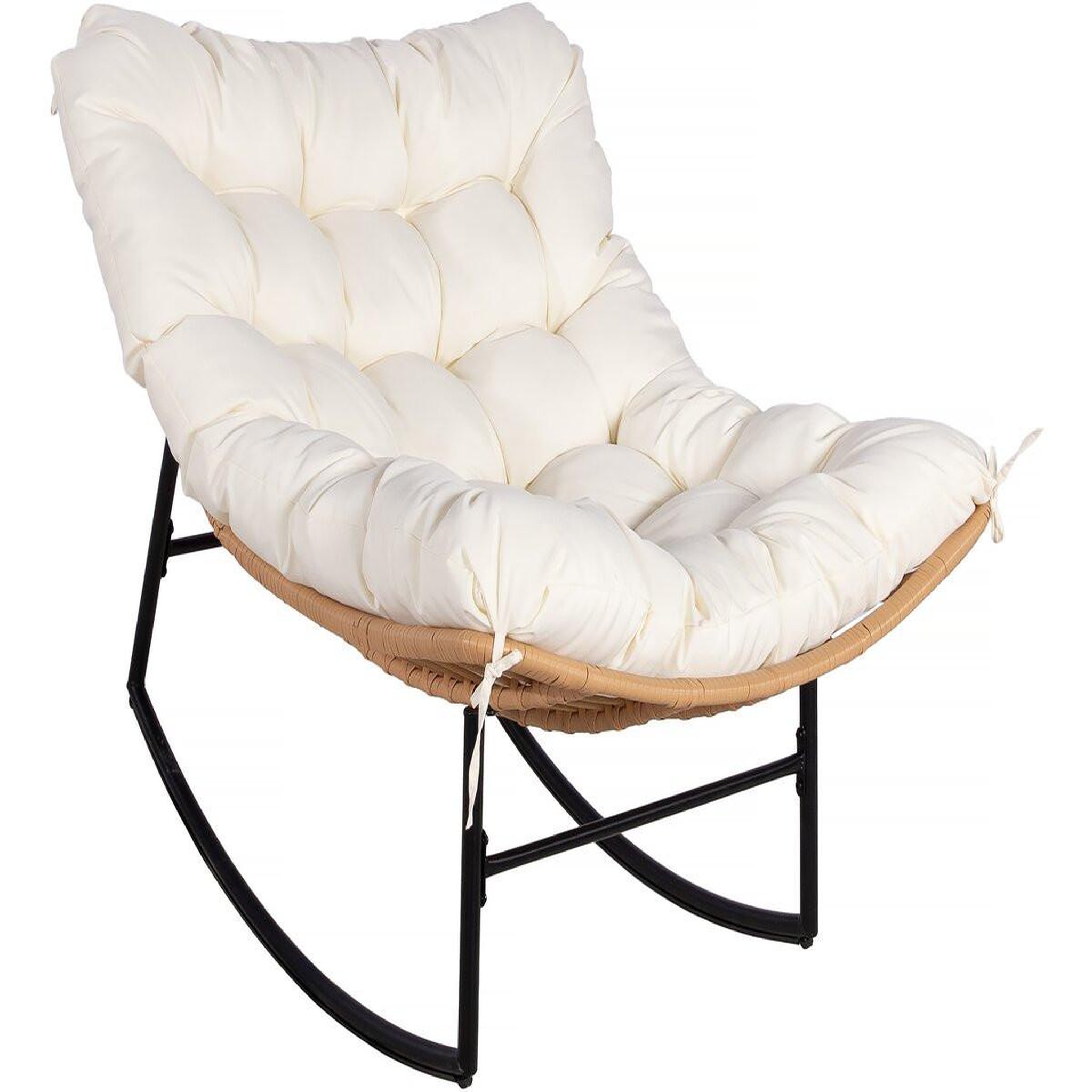 Habitat et Jardin Fauteuil à bascule papasan avec coussin intérieur/extérieur  papaya  - beige