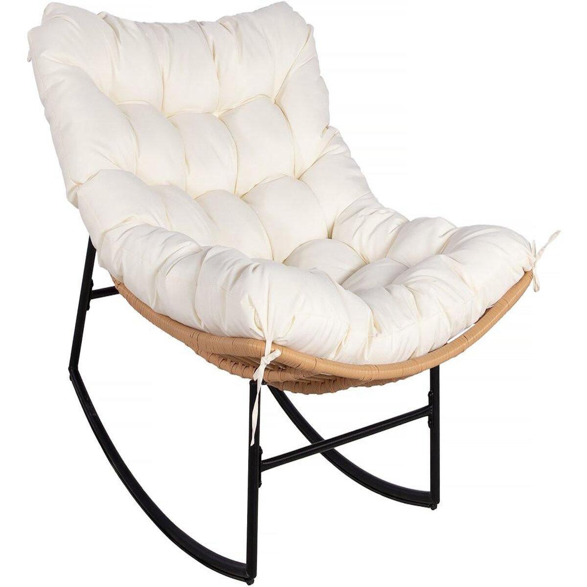 Habitat et Jardin Fauteuil à bascule papasan avec coussin intérieur/extérieur  Papaya  - Beige