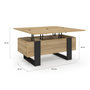 Voir la diapositive 5 : ID MARKET Table basse plateau relevable rectangulaire convertible en table à manger PHOENIX 97,5 cm bois et noir