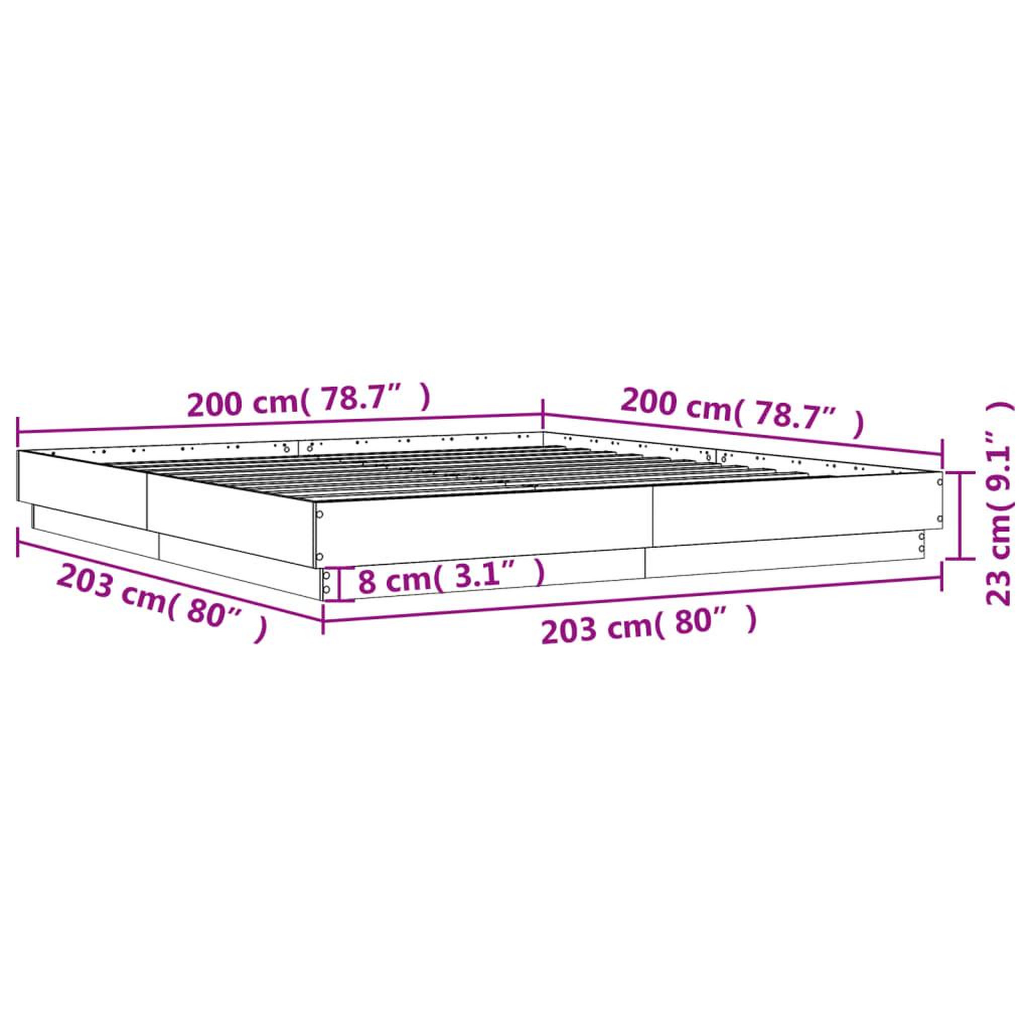 Voir la diapositive 6 : VIDAXL Cadre de lit sans matelas chene sonoma 200x200 cm