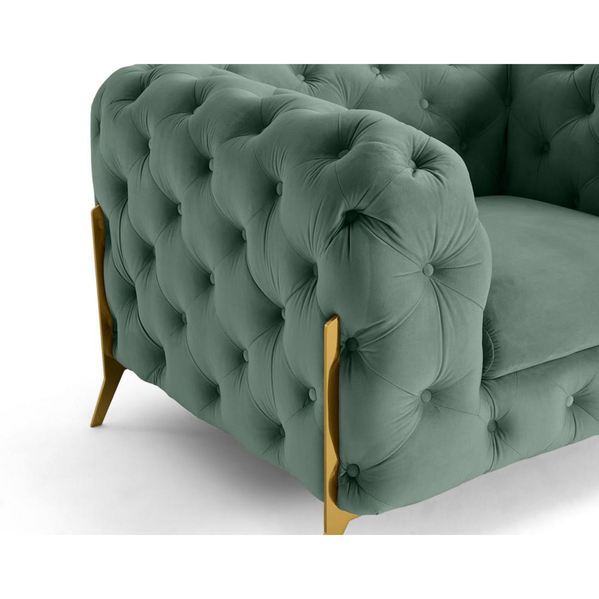 LISA DESIGN Camden - fauteuil chesterfield en velours - pieds en métal doré