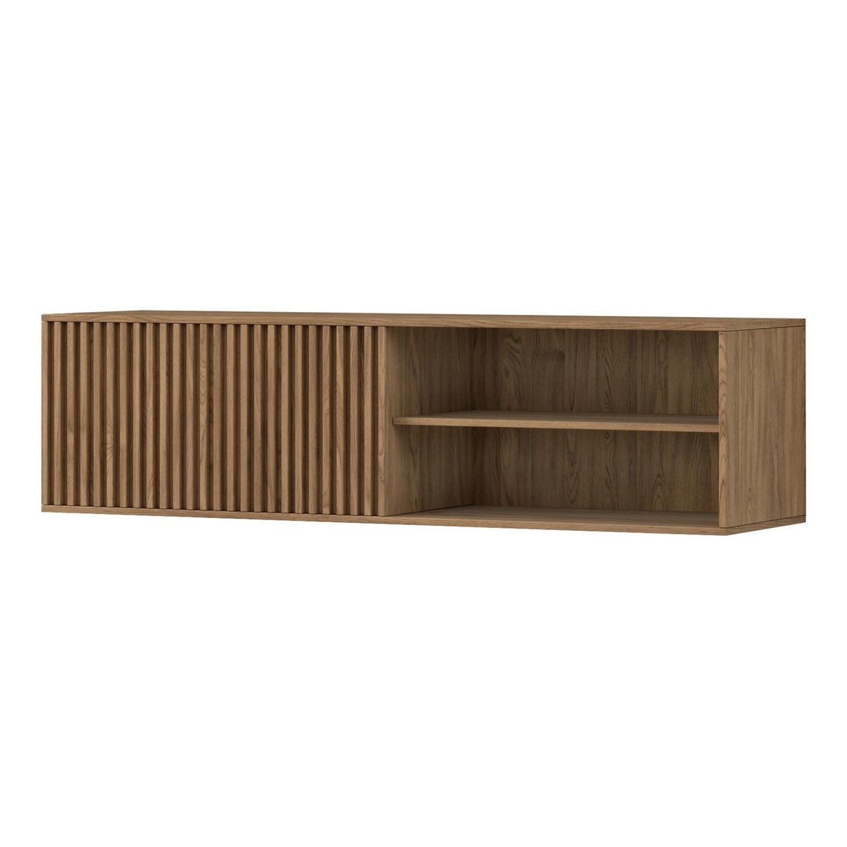 BEST MOBILIER Portmore - meuble tv suspendu - effet bois - 2 niches et 1 porte - 150 cm