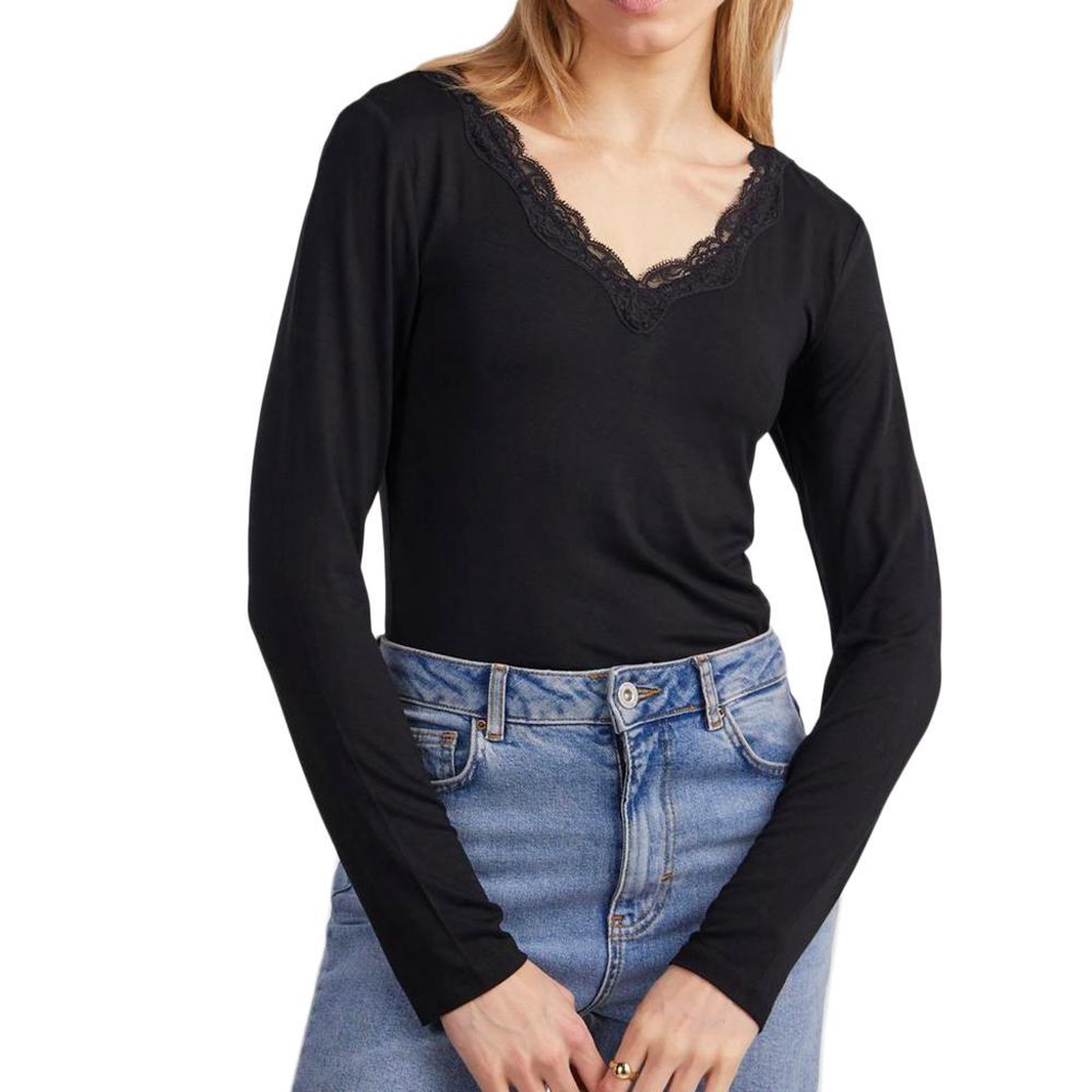 Pieces T Shirt  Femme Pieces Pcbarbera. Coloris disponibles : Noir