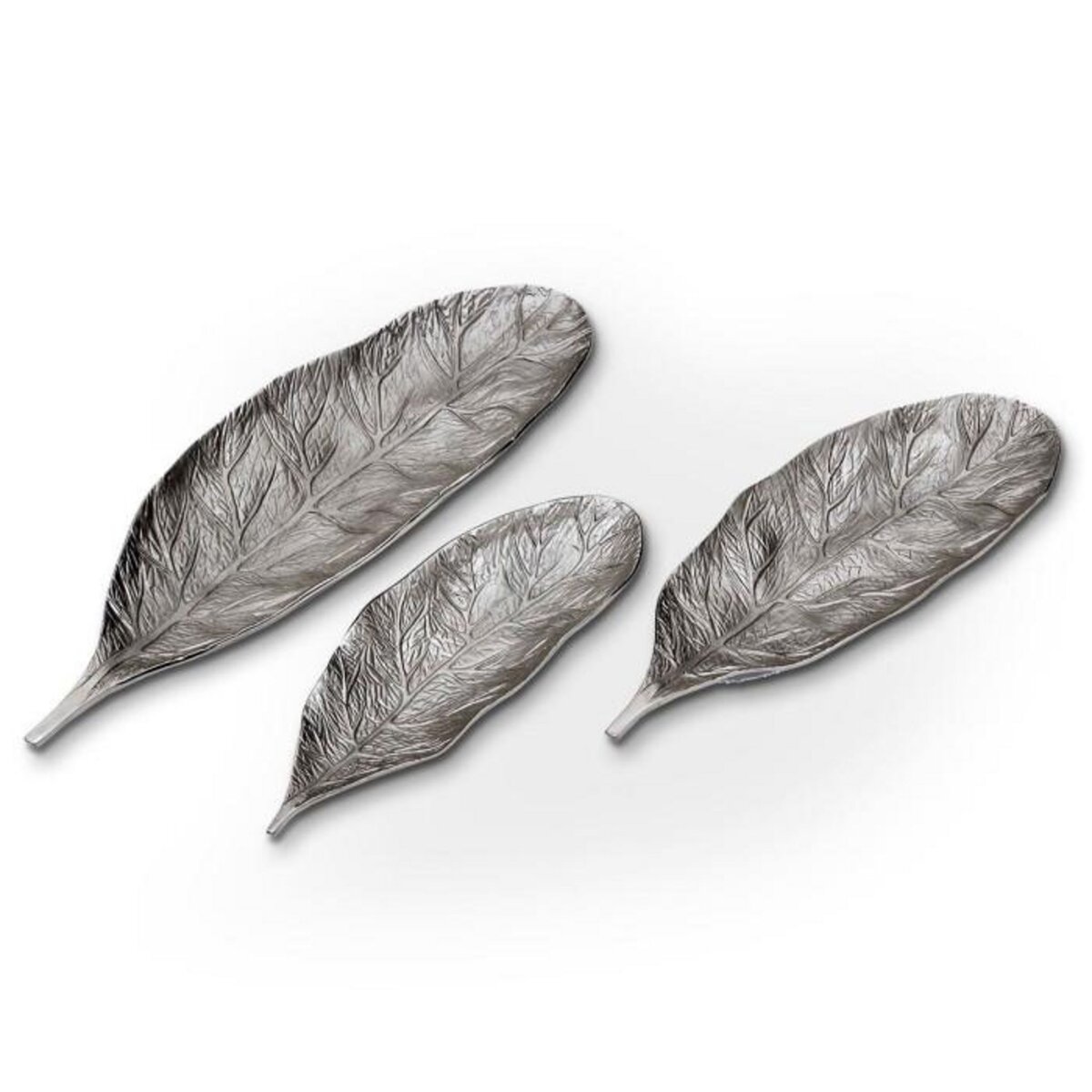Paris Prix Lot de 3 Plateaux de Présentation  Leaf  64cm Argent