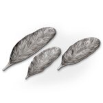 Paris Prix Lot de 3 Plateaux de Présentation  Leaf  64cm Argent