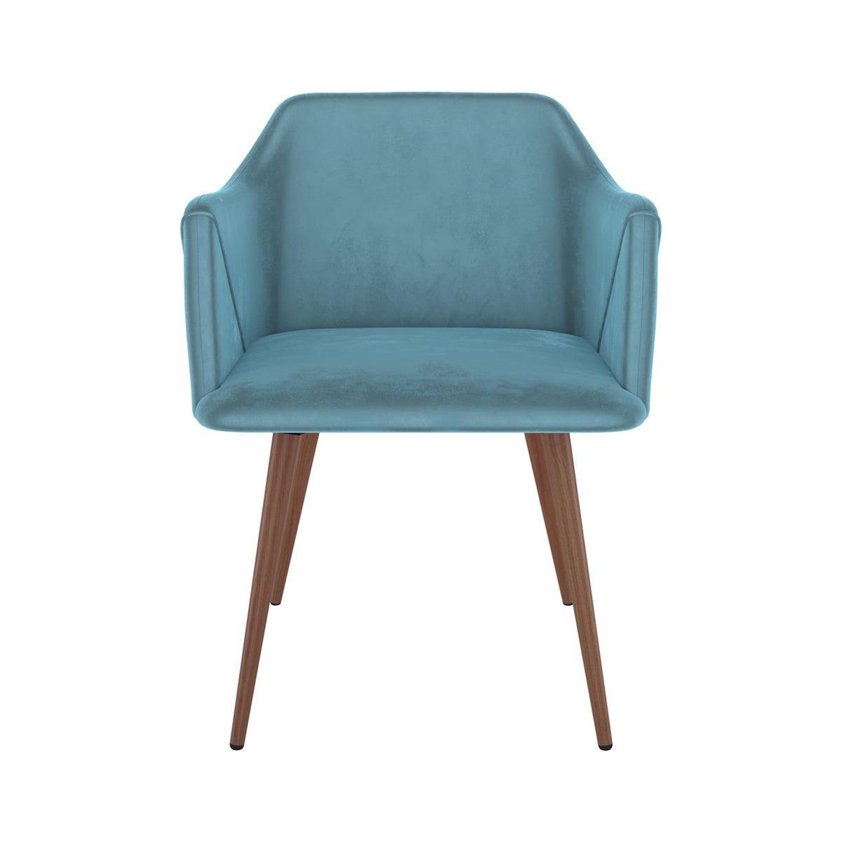 MAISON PAVANE Lot de 2 chaises avec accoudoirs en velours bleu-Daisy