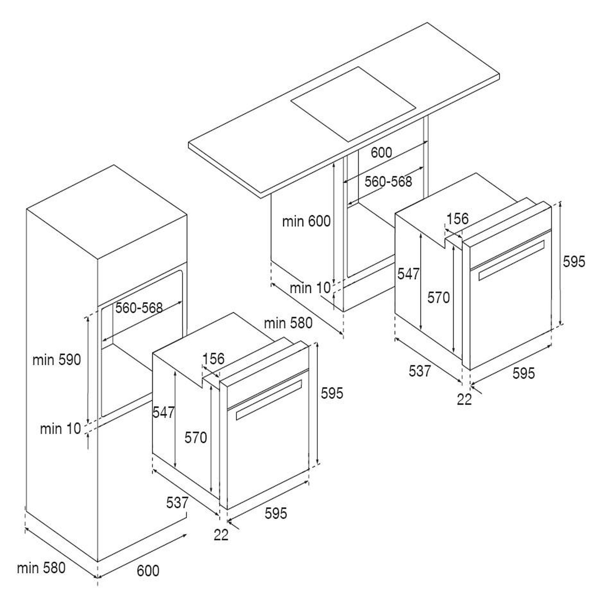 Voir la diapositive 4 : Airlux Four intégrable multifonction 70l 60cm pyrolyse inox - afp212bk