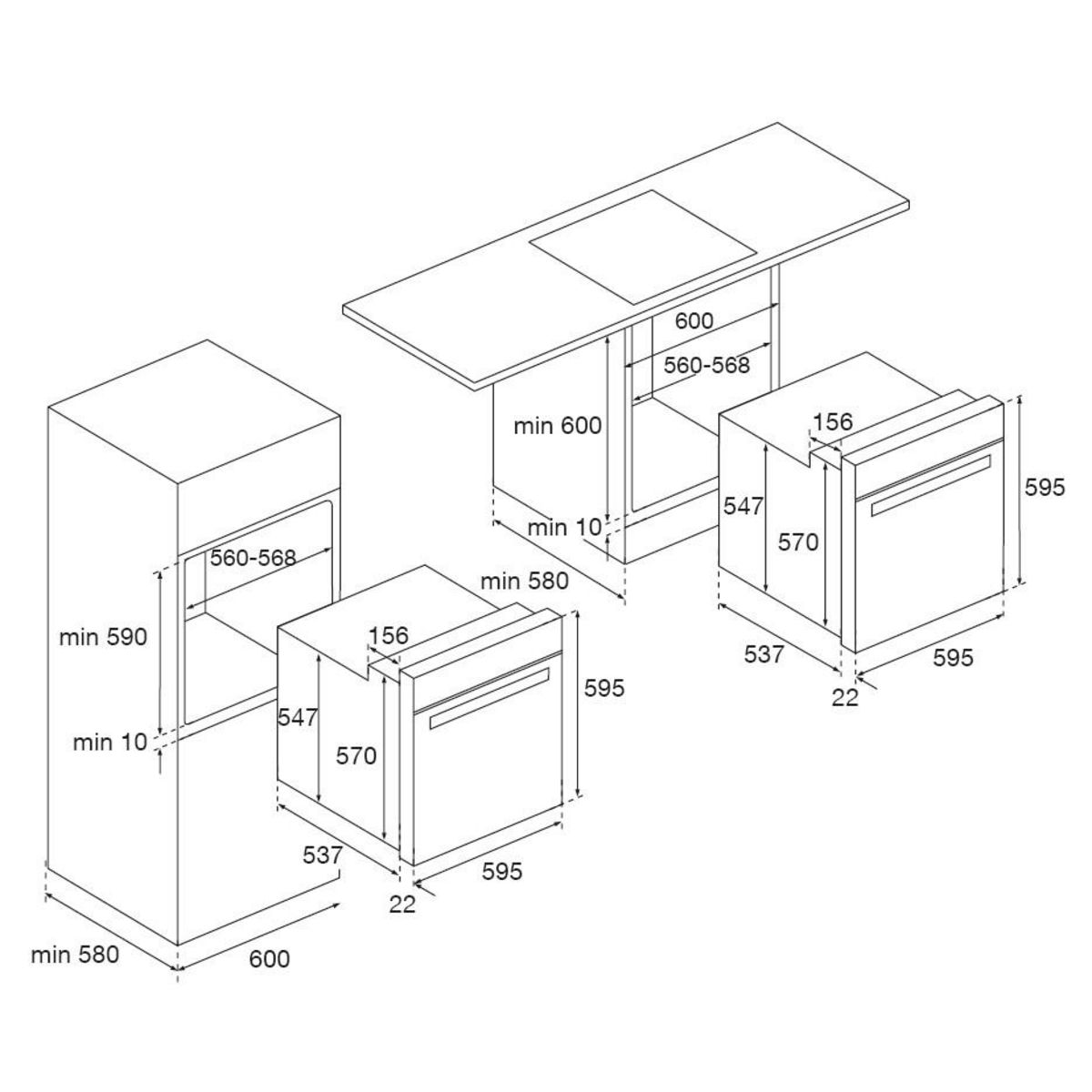 Airlux Four intégrable multifonction 70l 60cm pyrolyse inox - afp212bk