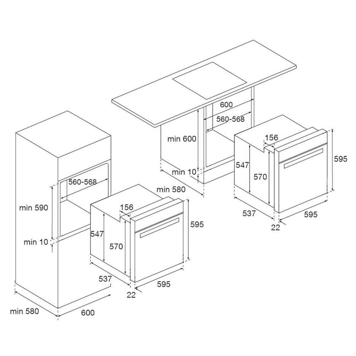 Airlux Four intégrable multifonction 70l 60cm pyrolyse inox - afp212bk