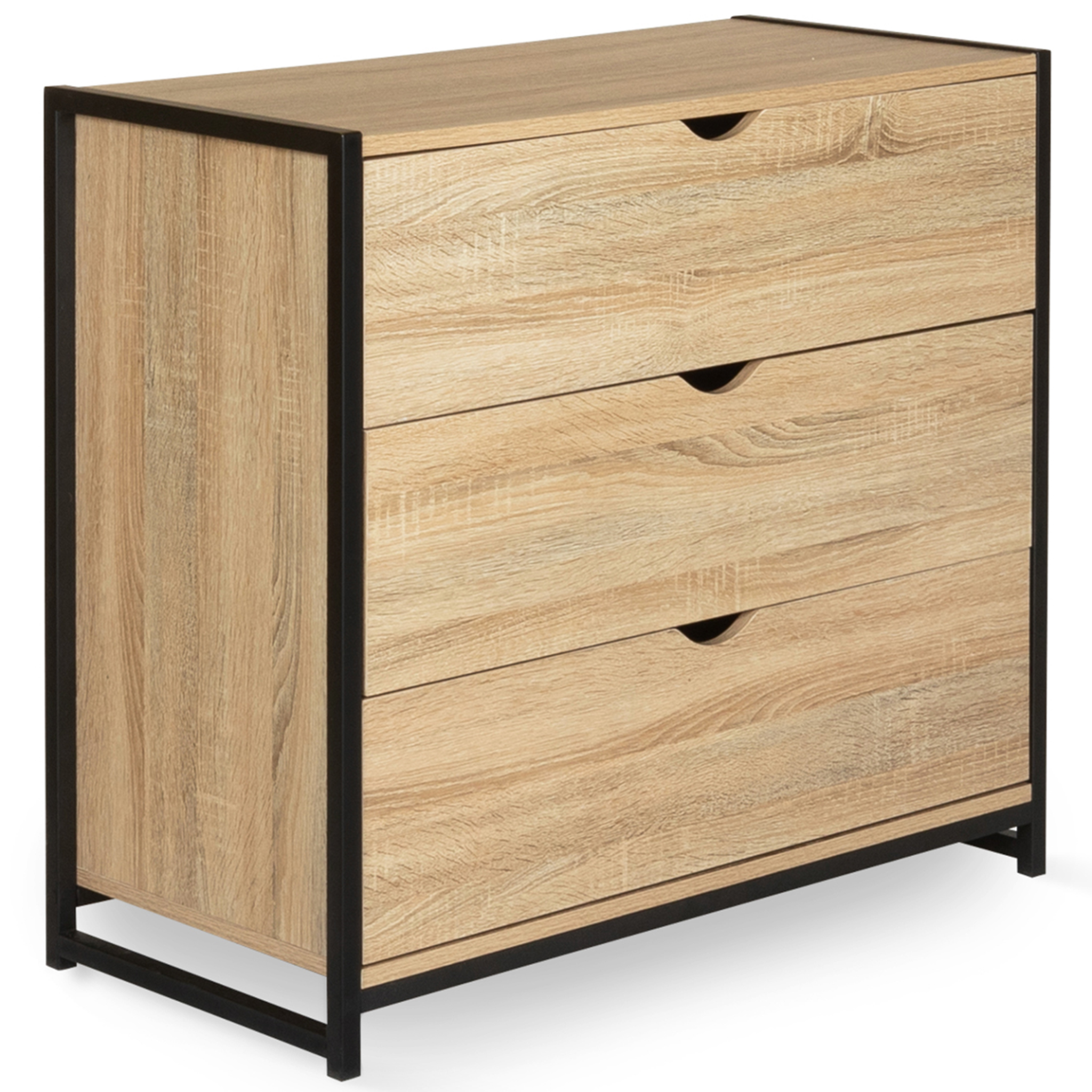 ID MARKET Commode 3 tiroirs detroit 80 cm design industriel