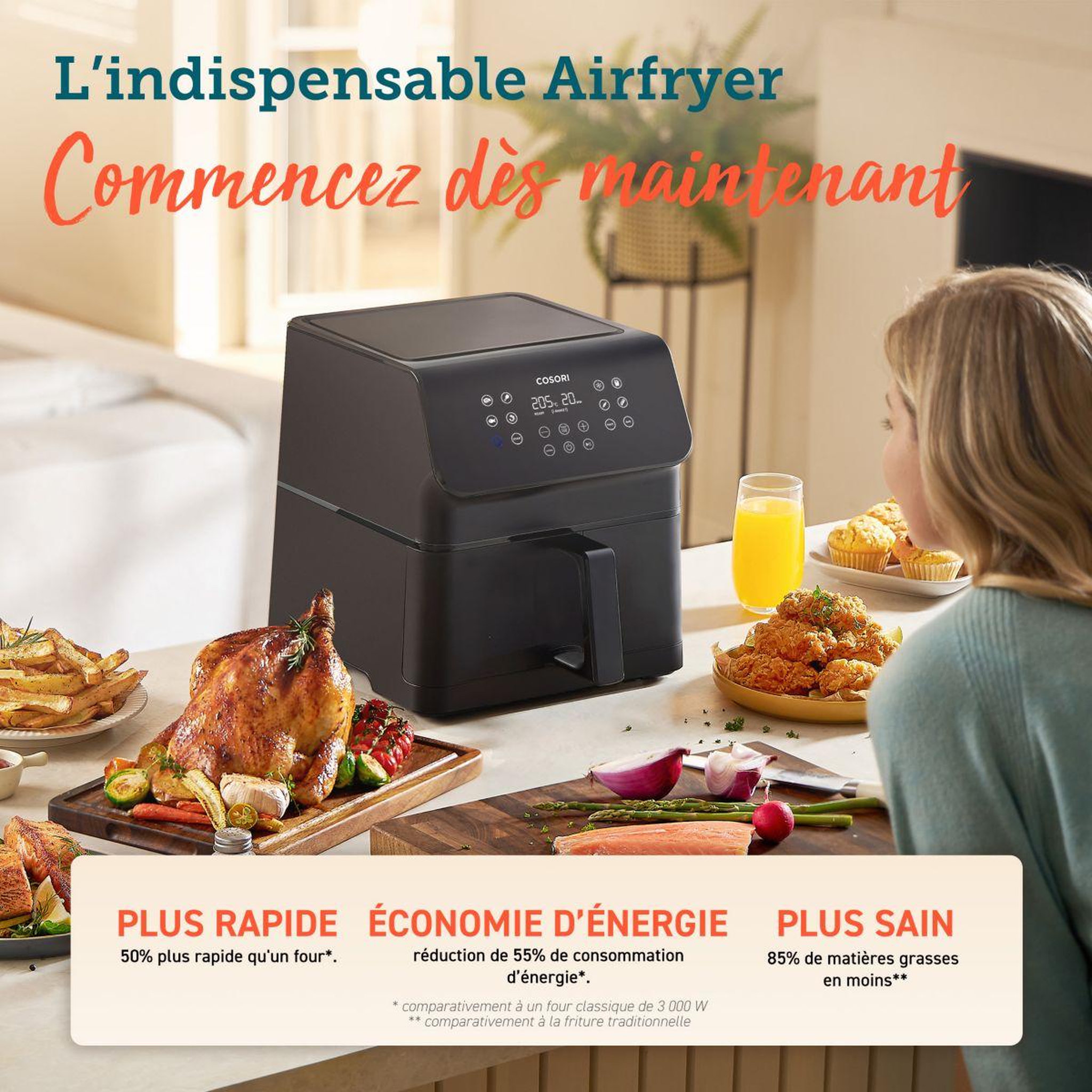 Voir la diapositive 3 : COSORI Friteuse sans huile kosp0028eun premium ii chef edition 6,2 l