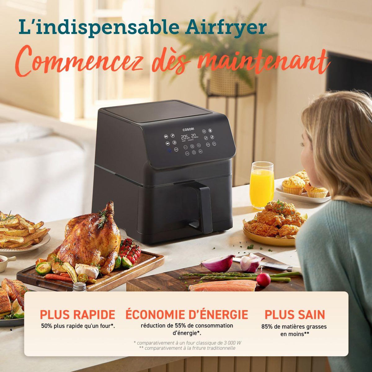 COSORI Friteuse sans huile KOSP0028EUN Premium II Chef Edition 6,2 L