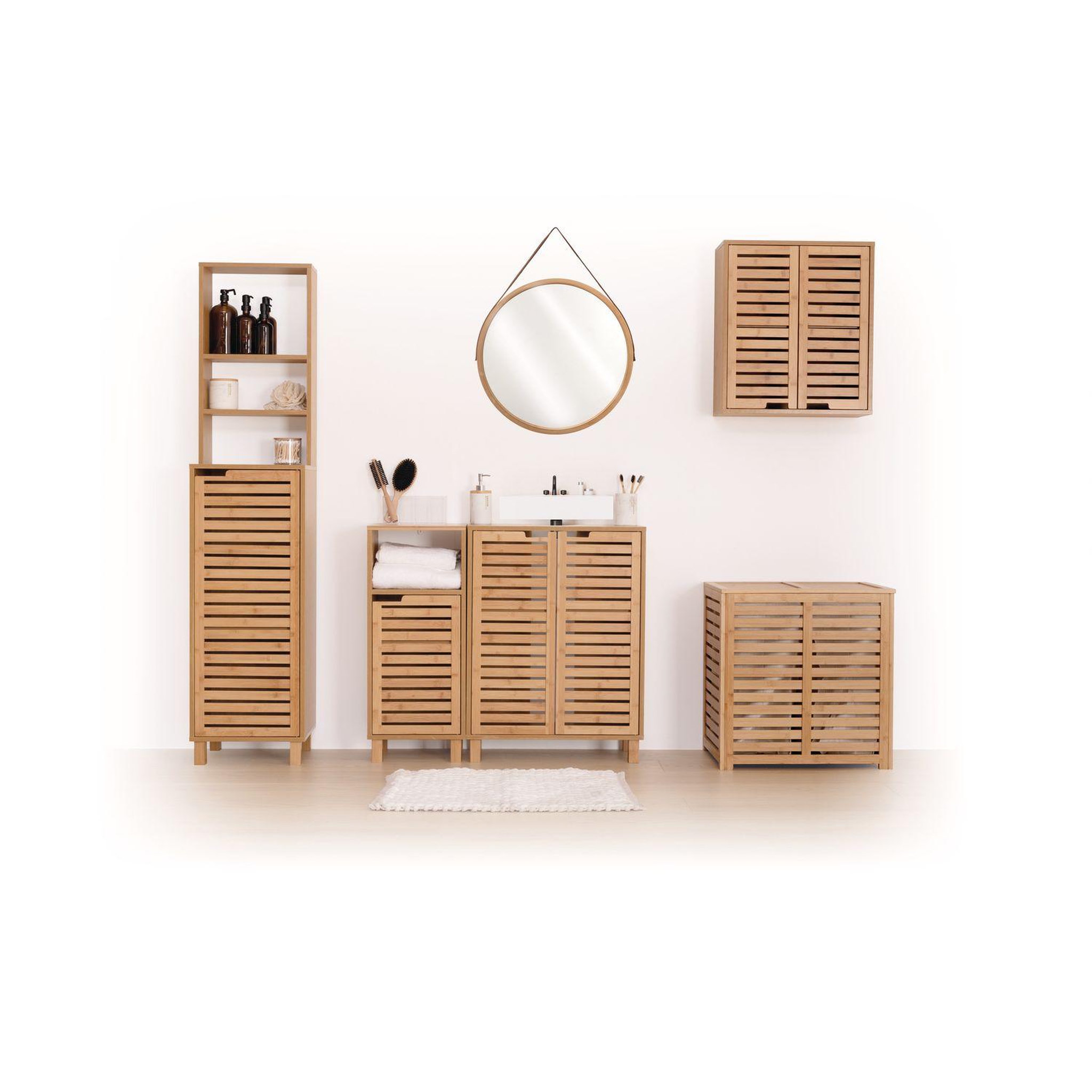 Voir la diapositive 2 : ATMOSPHERA Armoire de toilette bambou sicela - 52 x h. 59 cm - marron