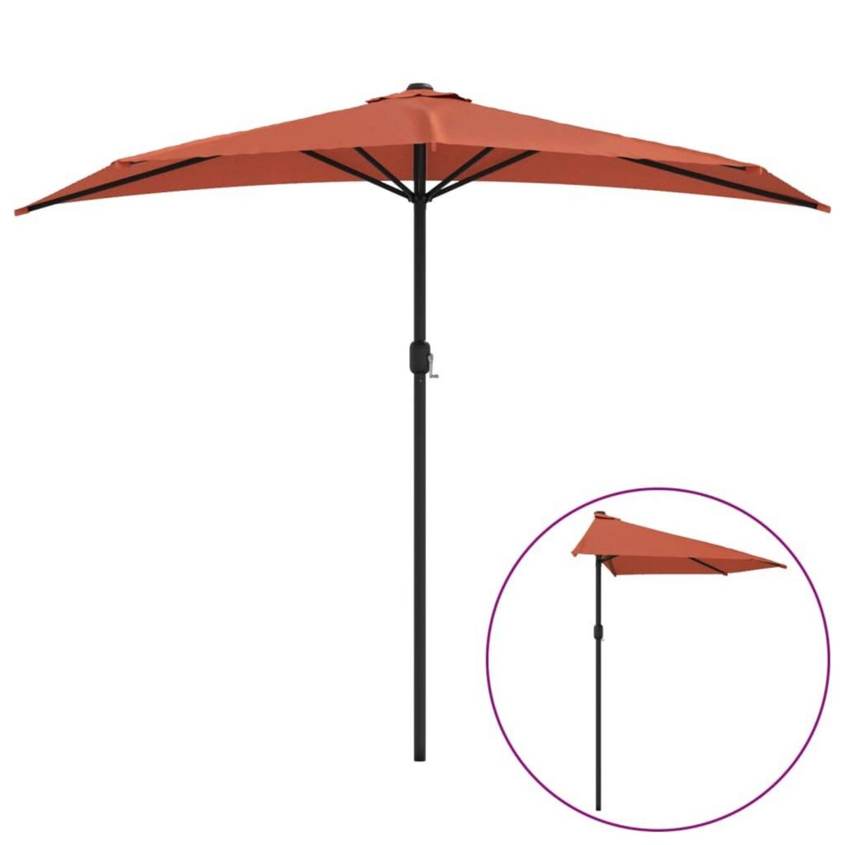 VIDAXL Parasol de balcon et mat en aluminium Terre cuite 270x144x222cm