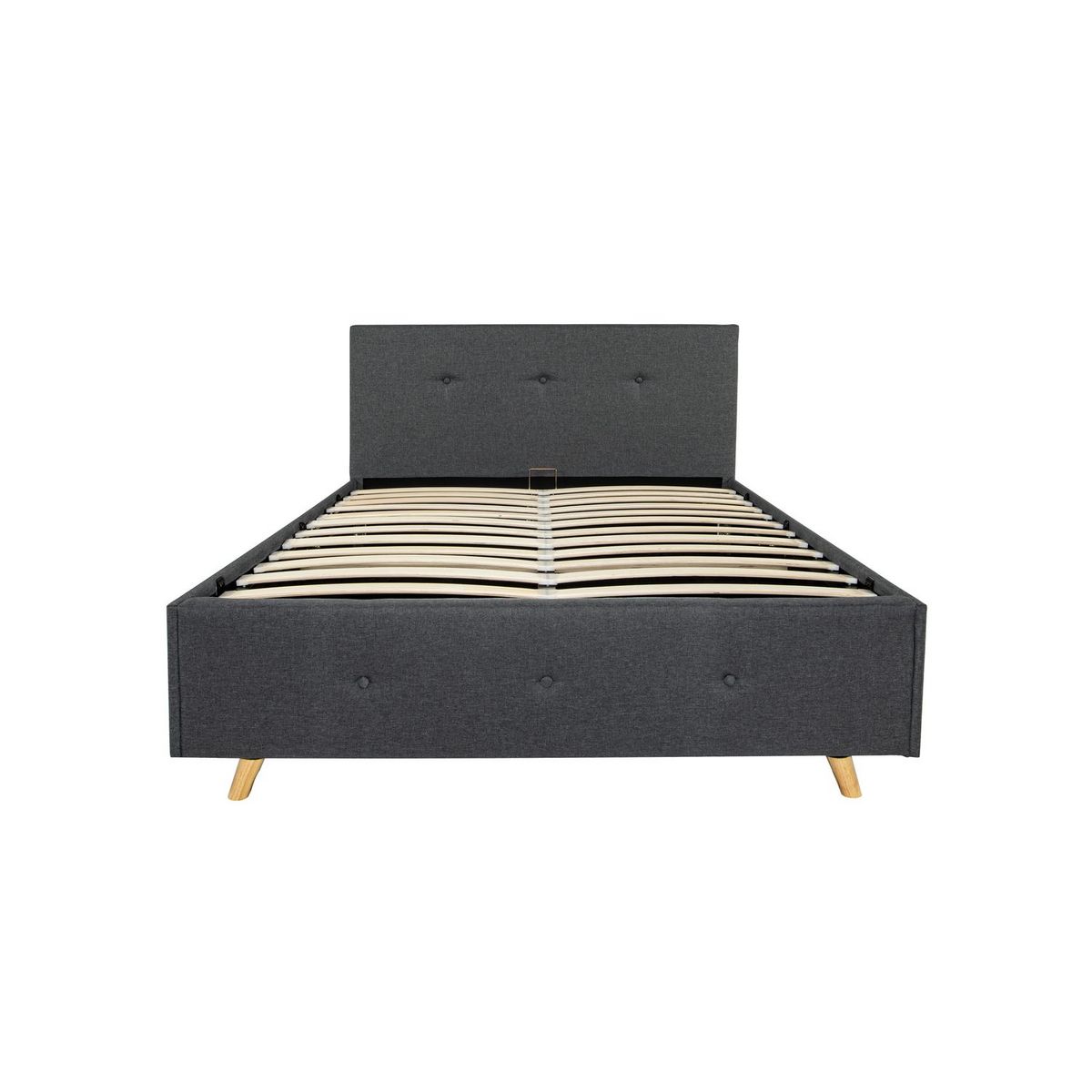 Lit coffre tissu scandinave avec sommier relevable 160x200 cm MILA