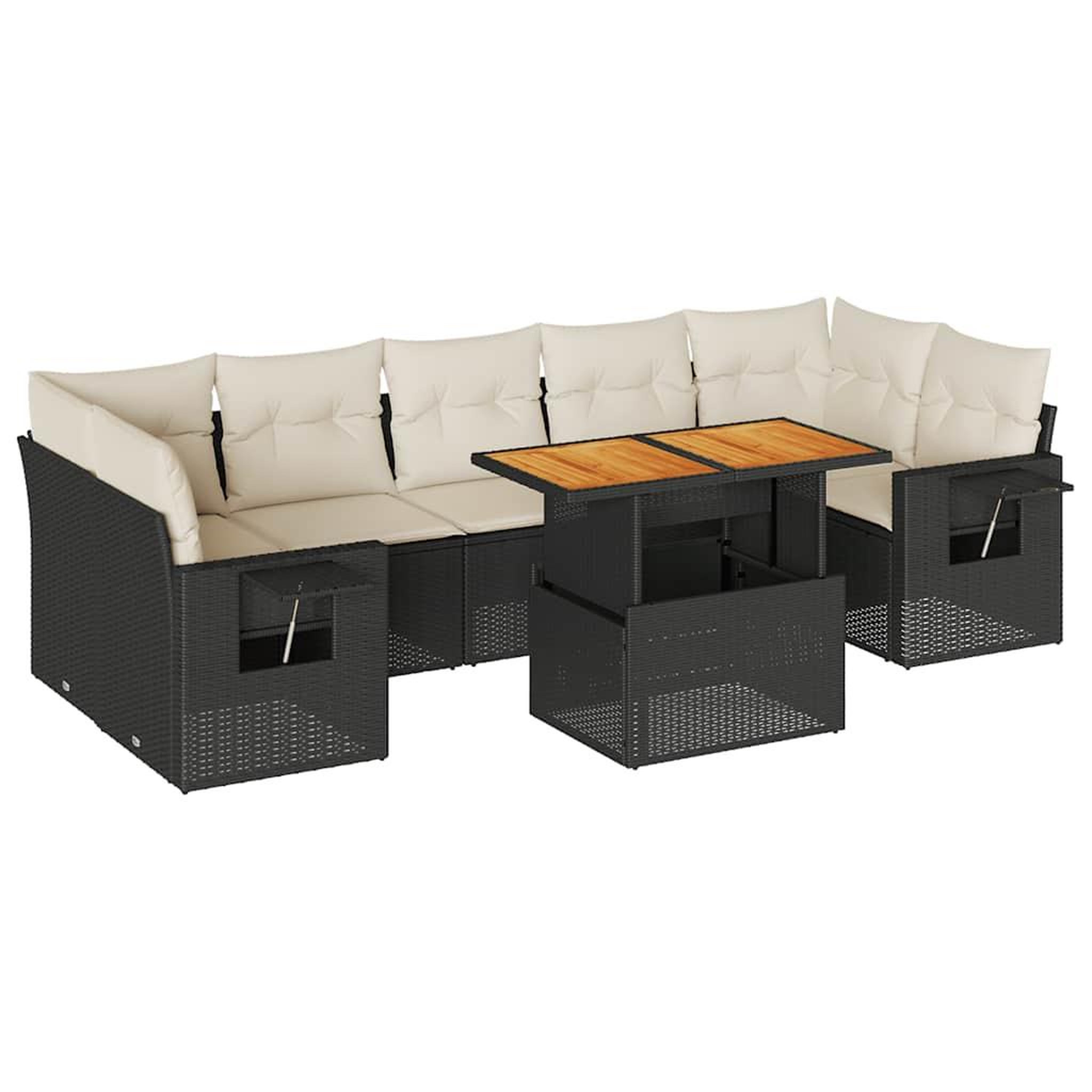 Voir la diapositive 2 : VIDAXL Salon de jardin 8 pcs avec coussins noir resine tressee