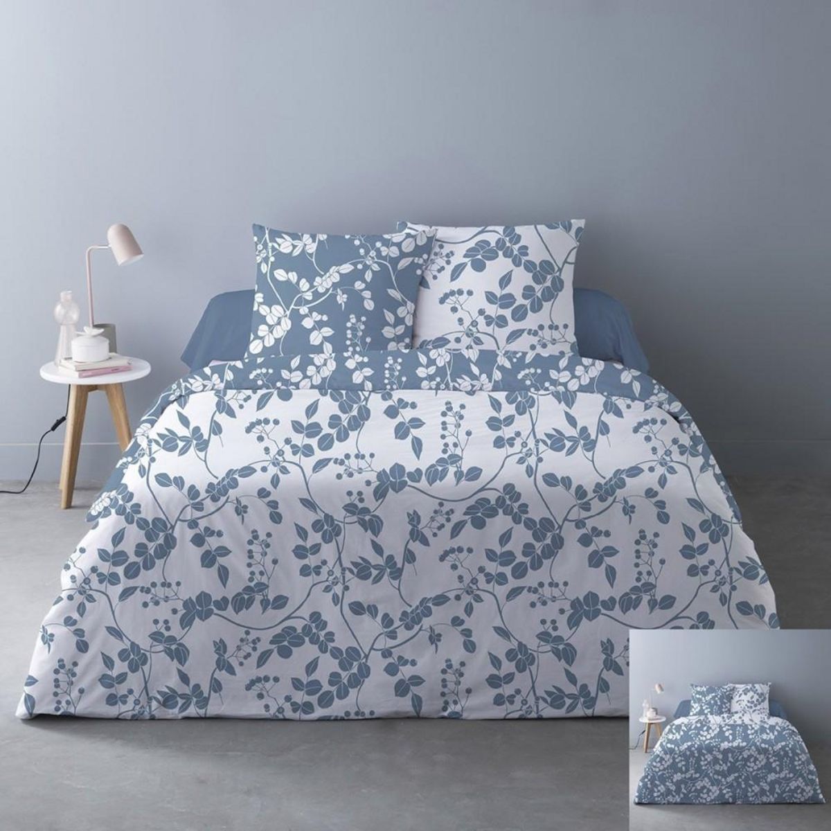 Dourev Housse de couette 240x220 Yuka bleu + 2 taies