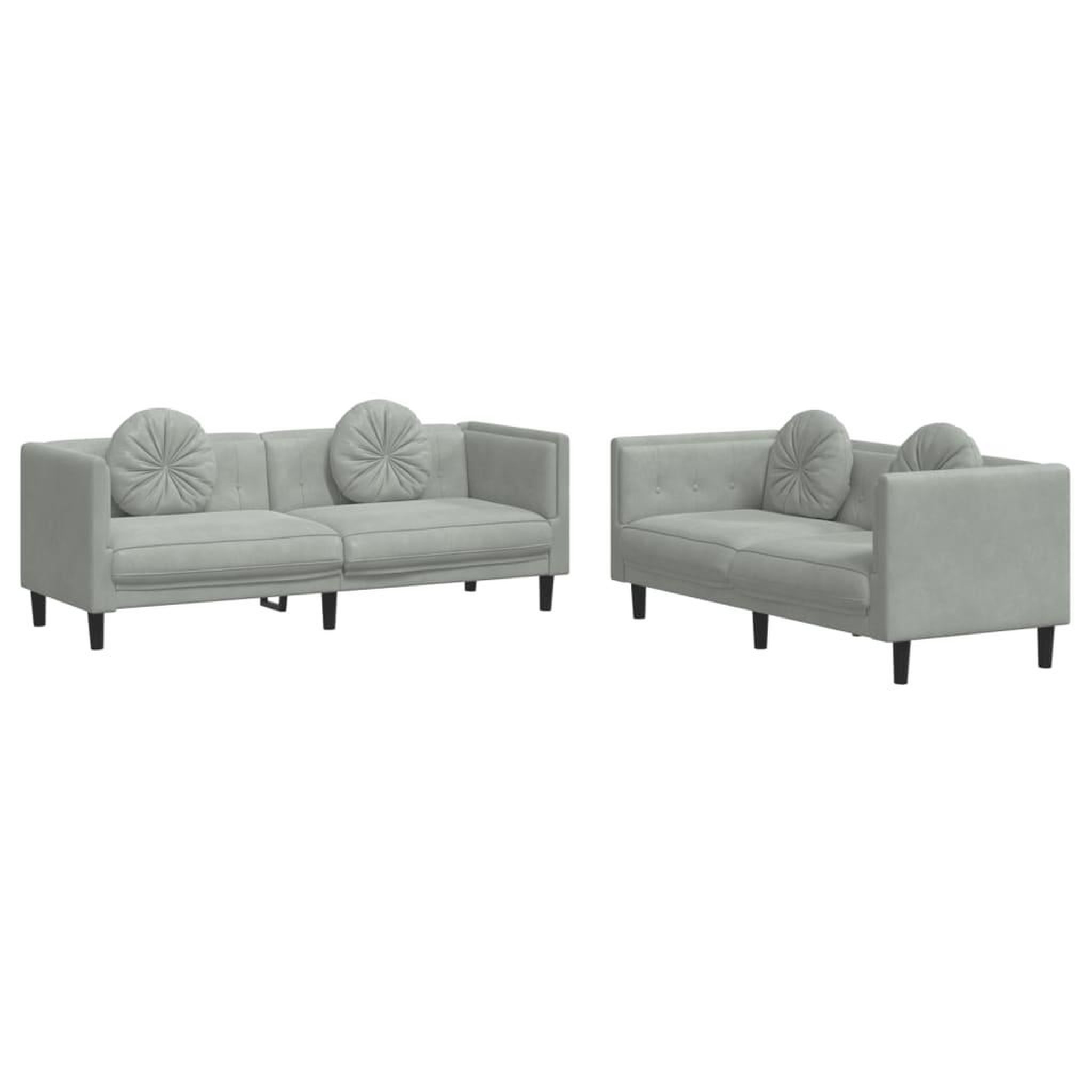 Voir la diapositive 2 : VIDAXL Ensemble de canapes 2 pcs avec coussins gris clair velours
