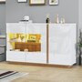 Voir la diapositive 4 : MERAX Buffet 3 porte(s) 0 tiroir(s) - 138 cm blanc led panneau de particules