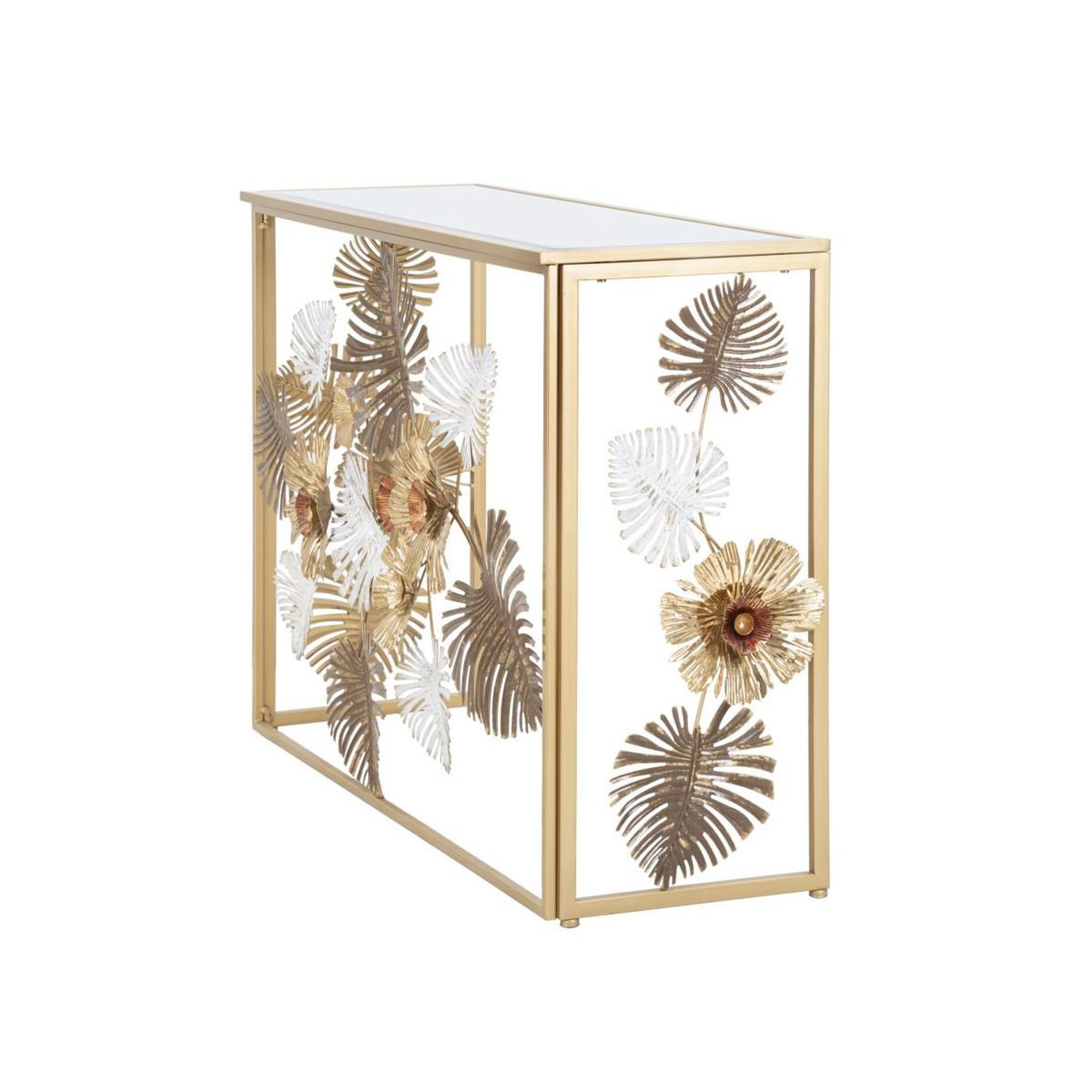 Voir la diapositive 2 : Paris Prix Console design en métal  floris  113 or & blanc