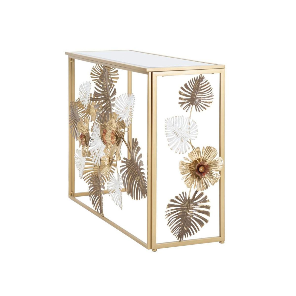 Paris Prix Console Design en Métal  Floris  113 Or & Blanc