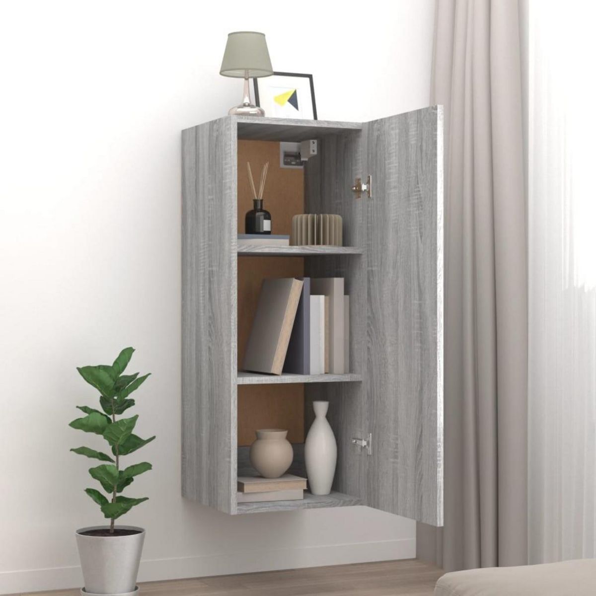 VIDAXL Armoire murale Sonoma gris 34,5x34x90 cm Bois d'ingenierie