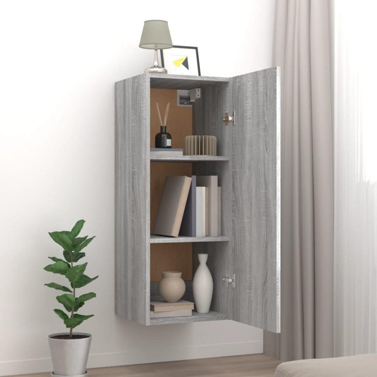 VIDAXL Armoire murale Sonoma gris 34,5x34x90 cm Bois d'ingenierie